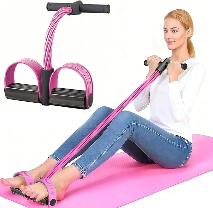 Pedal Resistance Band with Handle, Natural Rubber Foot Resistance Bands with Handles, New 6-Tube Manual Resistance Trainin...