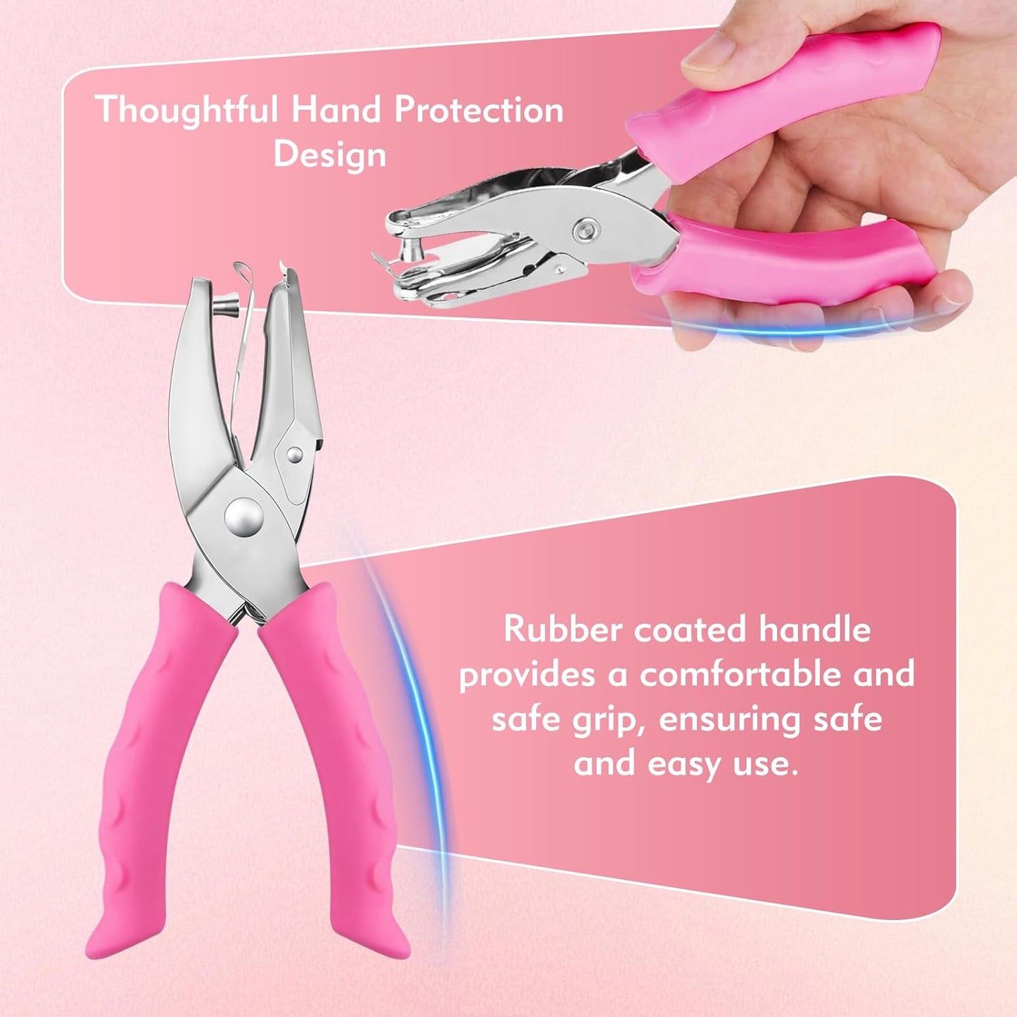 2 PCS Hole Punch, Diameter 1/4" and 1/8" Single Hole Punch, with Pink Soft Grip Hole Puncher Single, for Home, Office and Study, Suitable for Various Cardboard, Labels, and Scrapbooks