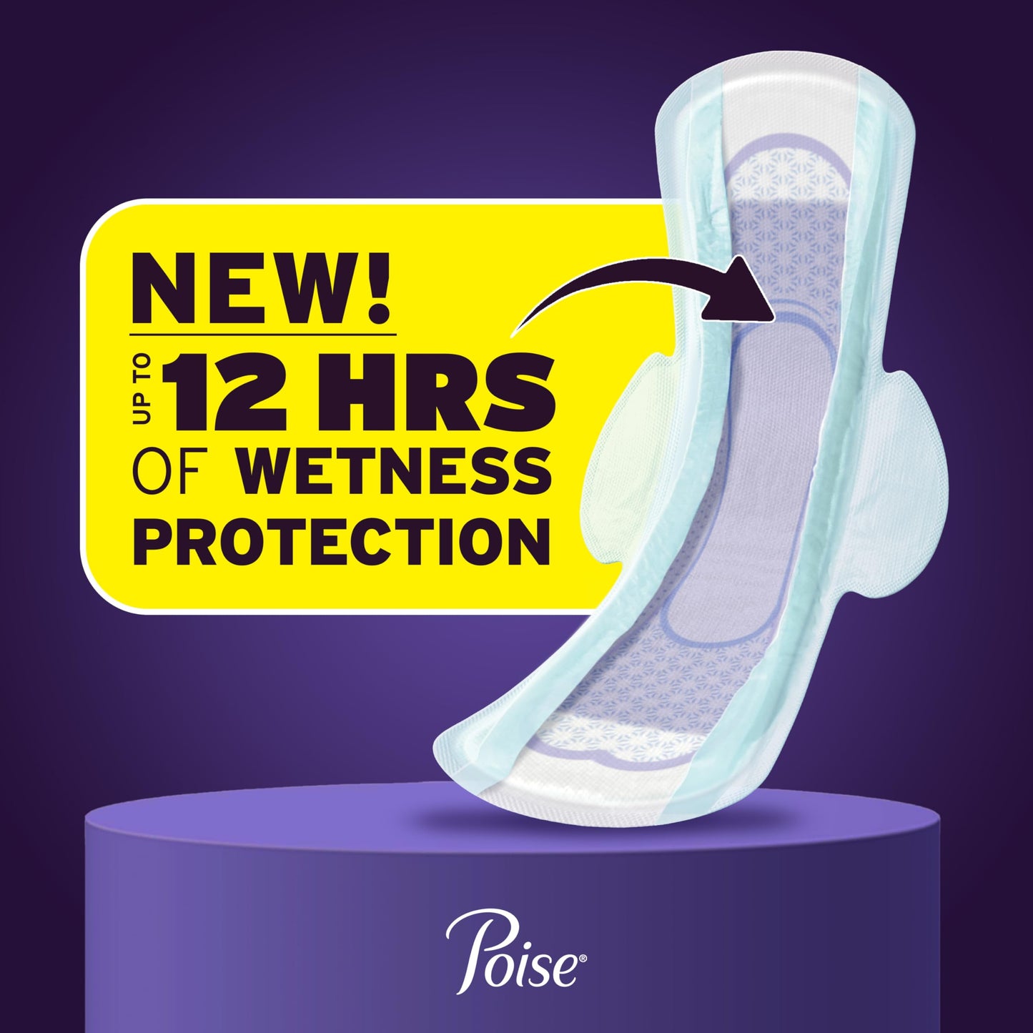 Poise Overnight Ultra Thin Incontinence & Postpartum Pads with Wings for Bladder Leaks, 8 Drop Extra Absorbent, Long Length, 60 Count (3 Packs of 20)