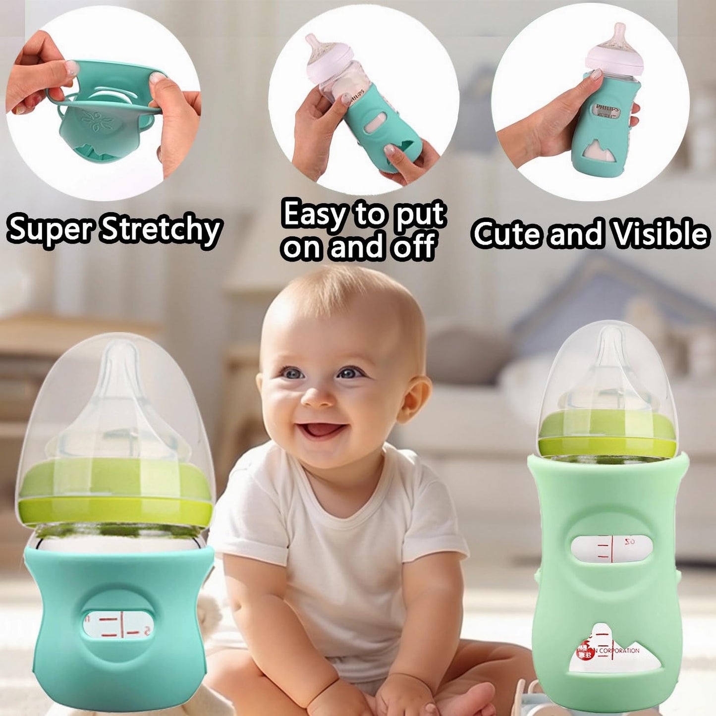 QinSuiKai 4 Pack Silicone Sleeves for Avent Natural Glass Baby Bottles, Anti Breakage Baby Bottle Holder, Compatible with Philips Avent Glass Natural Baby Bottle, BPA Free (Pink Purple, 8 OZ)
