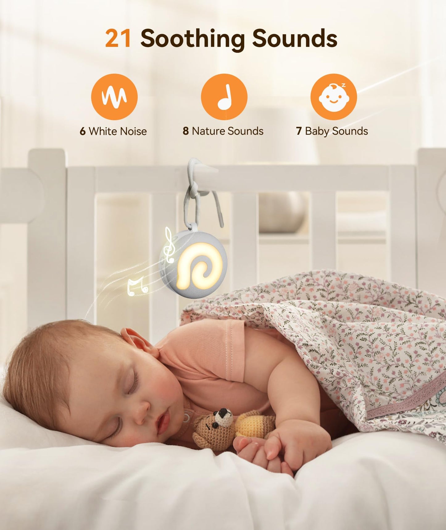 Dreamegg Portable Sound Machine Baby - D11 White Noise Machine for Baby Sleeping with Night Light, White Noise, Lullaby, Nature Sounds, Child Lock, USB Rechargeable Sound Machine for Travel Nursery