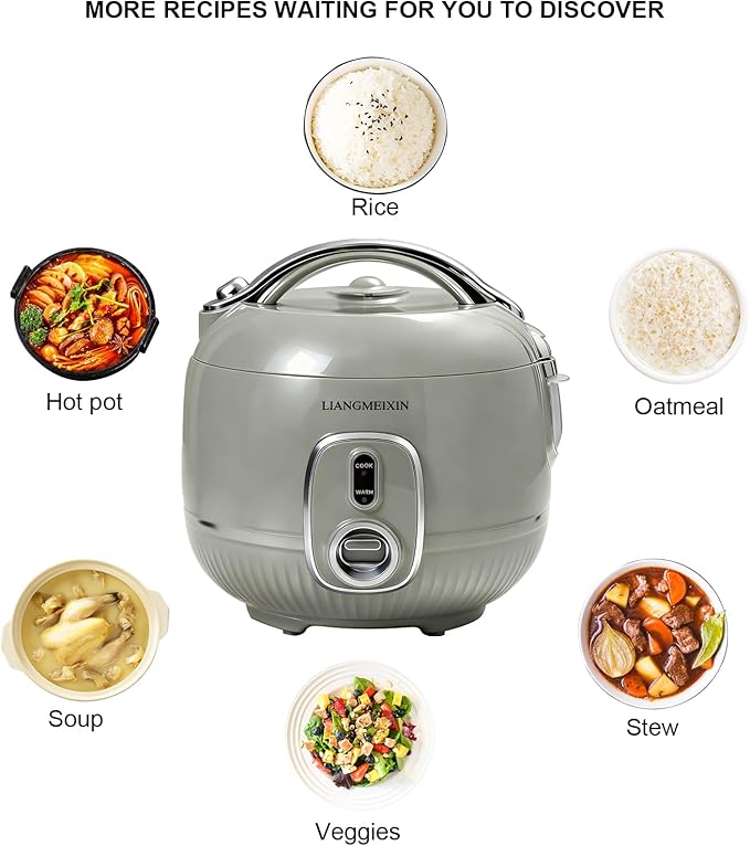 Mini Rice Cooker, 1.6L Protable Non-Stick Small Travel Cooker, PFAS-free, 5-Cup (Uncooked)/8-Cup (Cooked) Small Rice Cooker, with Steamer,Rice Ball Maker, Measuring Cups, Sponge , and Keep Warm up to 12 hours