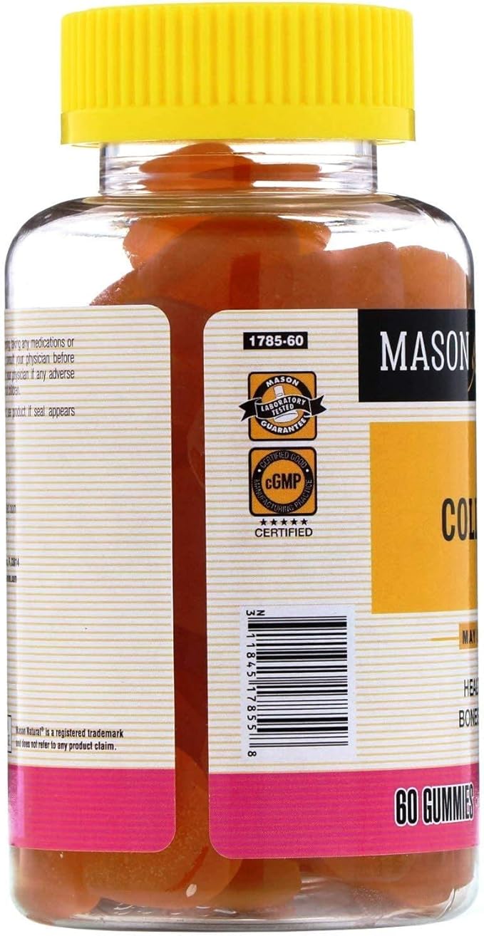 MASON NATURAL Collagen Gummies - Supports Healthy Skin, Bones and Joints, Tropical Fruit Flavor, Kosher, Gelatin Free, 60 Gummies (Pack of 2)