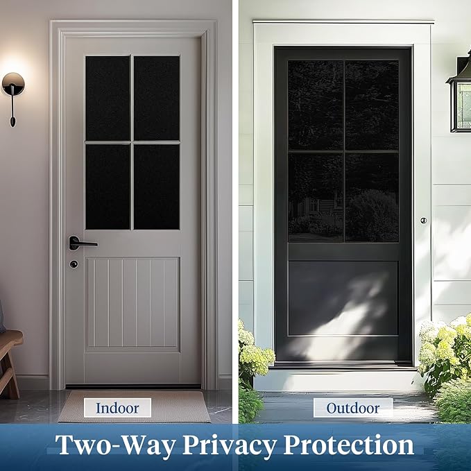 Haton Blackout Window Film, Frosted Privacy Cover for Glass, Sun Light Blocking Black Out Window Tint, Static Cling Room Darkening Heat Control Shades for Home Day and Night, Black 23.6" x 78.7"
