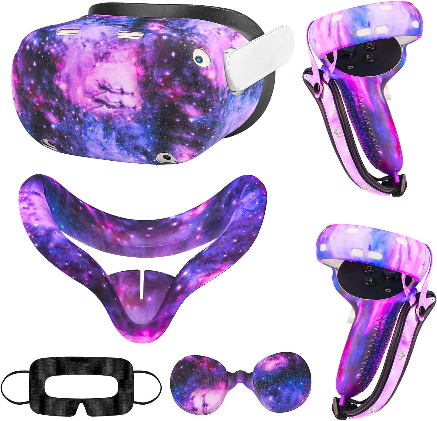 Relohas Accessories For Oculus Quest 2, Vr Accessory Set For Meta Quest 2, Include Controller Grip Leather Cover, Vr Shell Cover