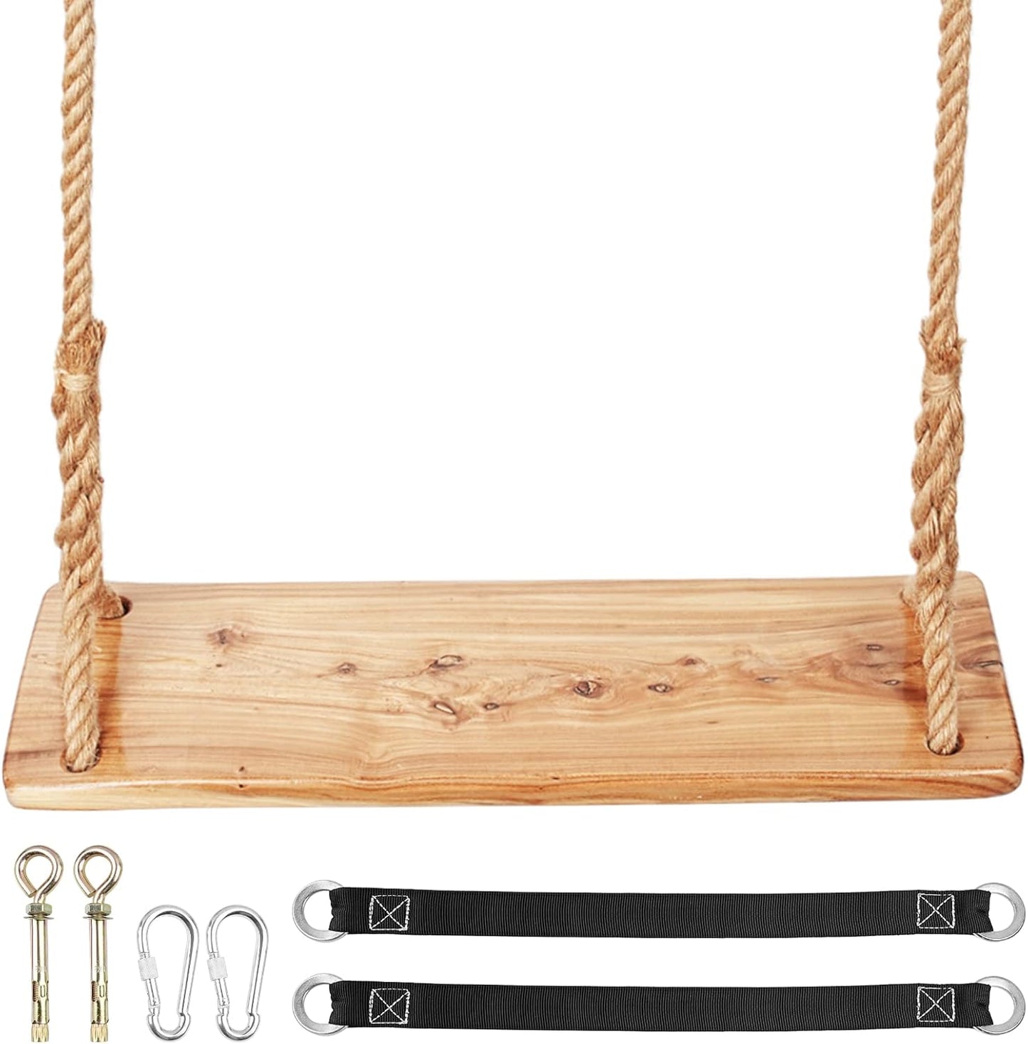 Wooden Tree Swing,500lbs Load Capacity Wooden Swing for Adults & Kids,Adjustable Height,Waterproof Hanging Swing Seat for Indoor,Outdoor,Backyard,Garden,Playground (Adult)