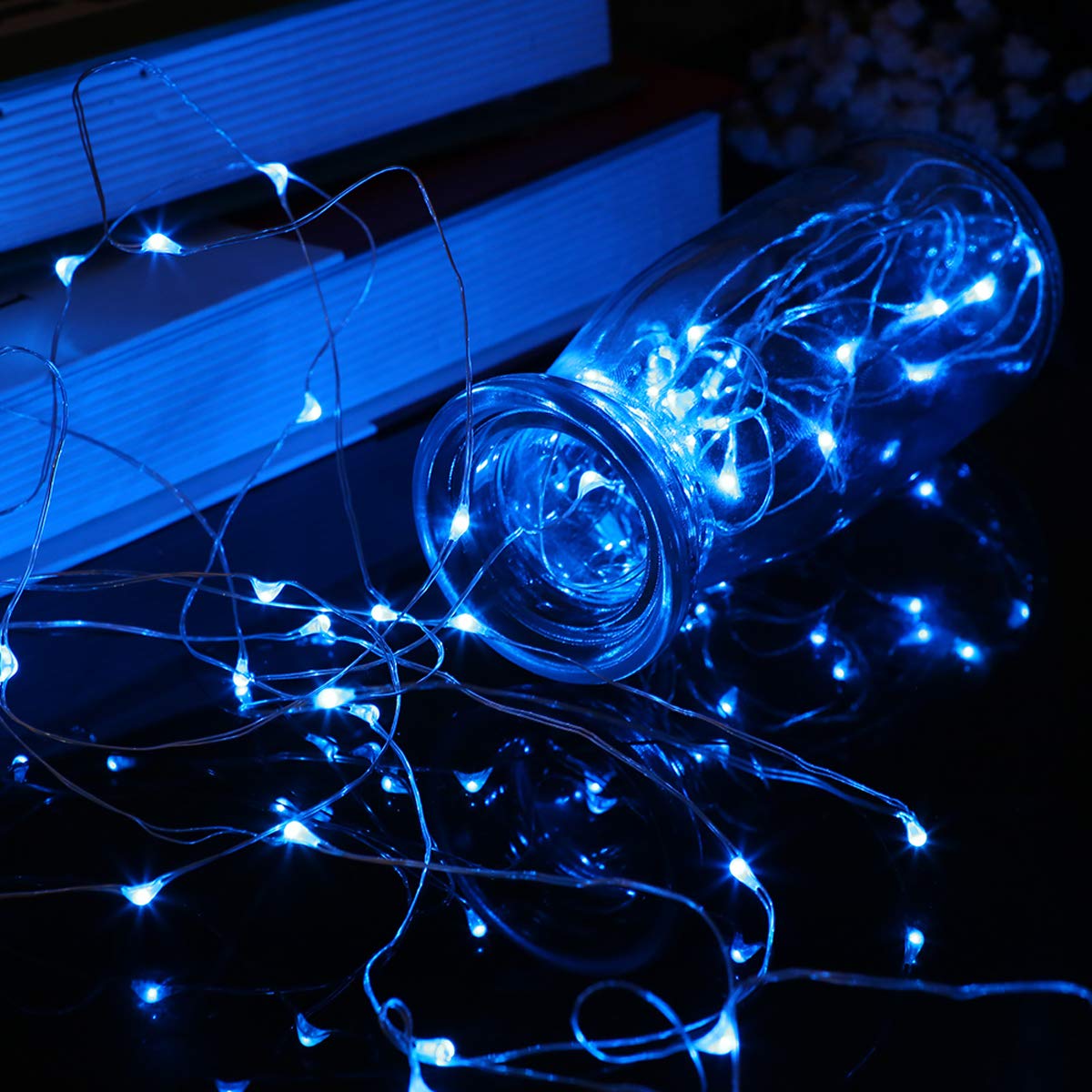 Mikasol Fairy Lights, Battery Operated Copper Wire LED String Lights, 5m/16ft, Blue, Ideal for Bedroom and Party Decoration