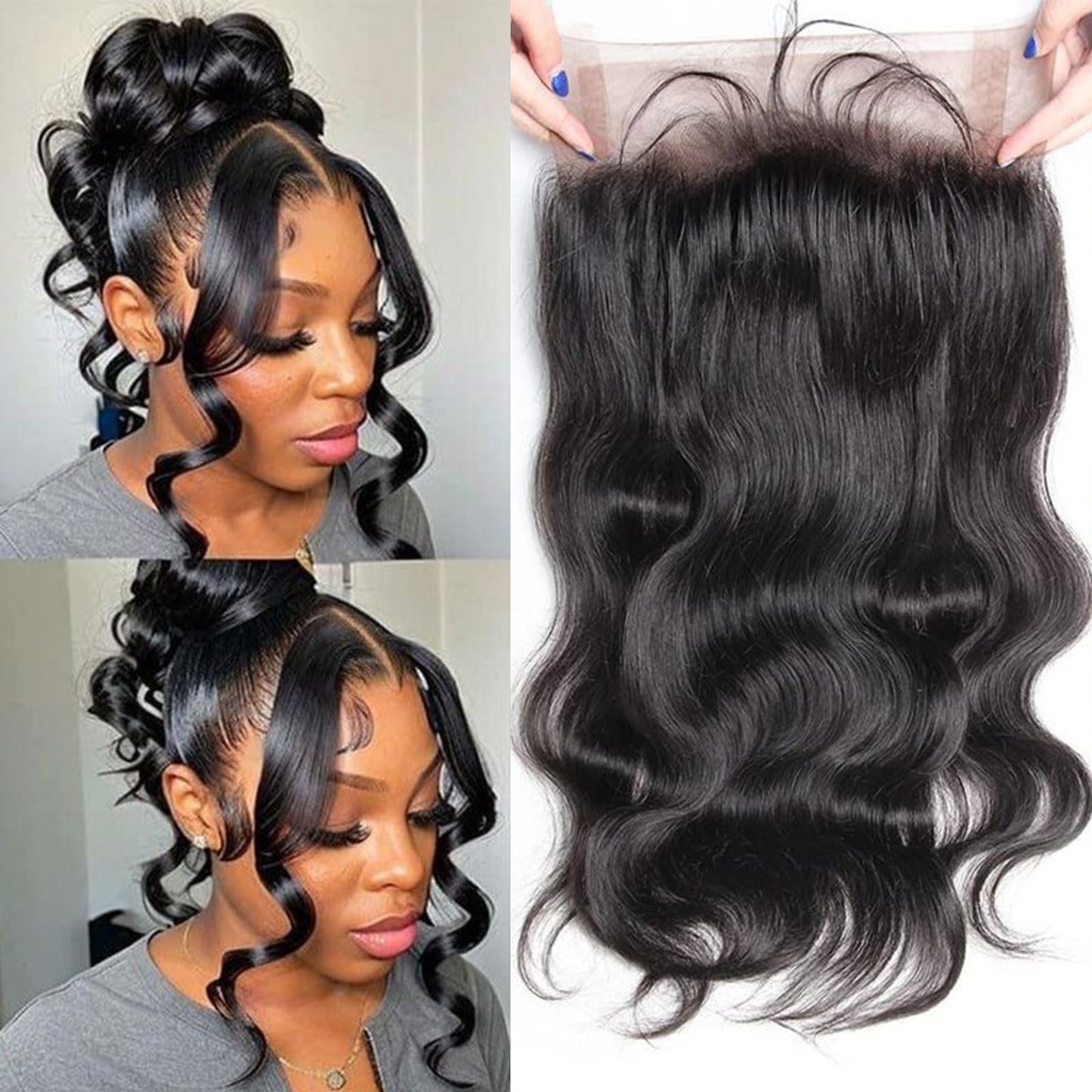 DSEKCAIN 360 Lace Frontal Human Hair Body Wave 360 HD Lace Frontal Human Hair Body Wave Transparent HD 360 Frontal With Baby Hai