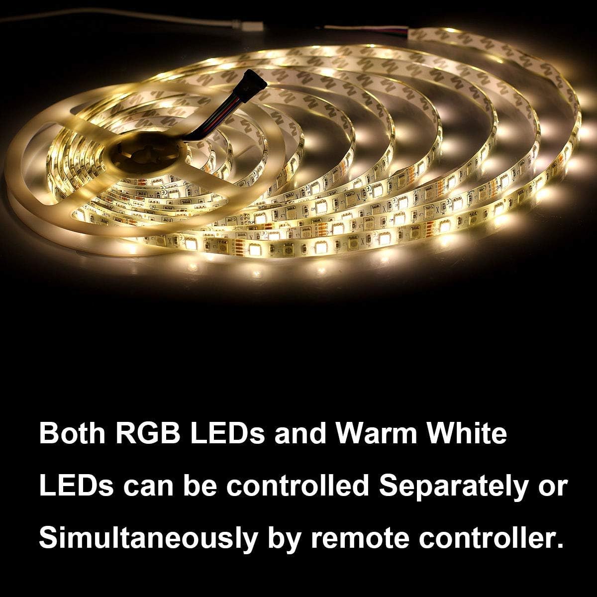 Supernight Rgbww Led Strip Light, 16.4Ft Waterproof Rgb + Warm White, 300 Leds, Model Ebt371-1, Multicolor