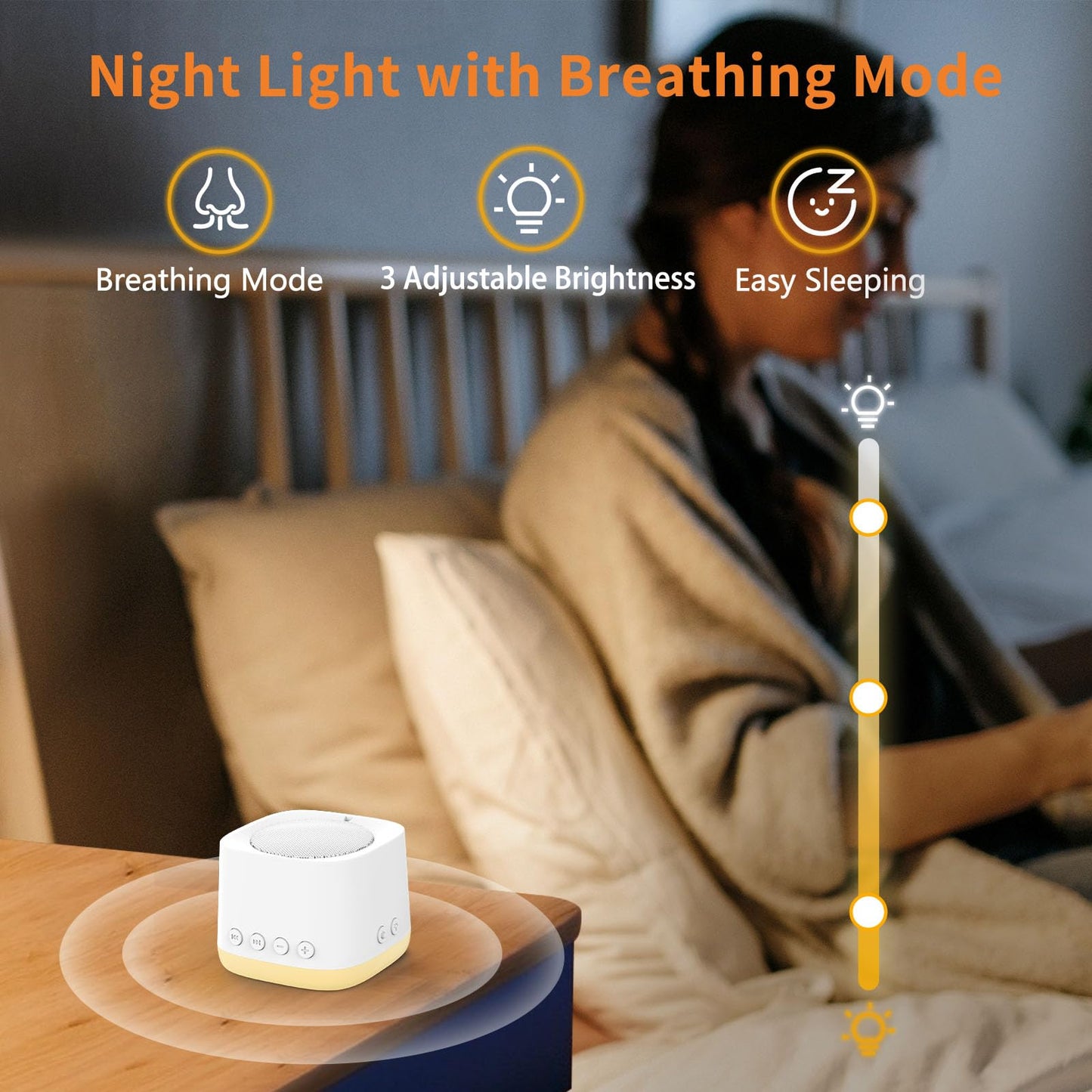 Portable Sound Machine for Sleep, White Noise Sound Machine for Travel with Night Light, Long-Lasting Power Mini Noise Machine with 16 Soothing Sounds,Memory,Timer for Adults Baby Office Privacy,Hotel