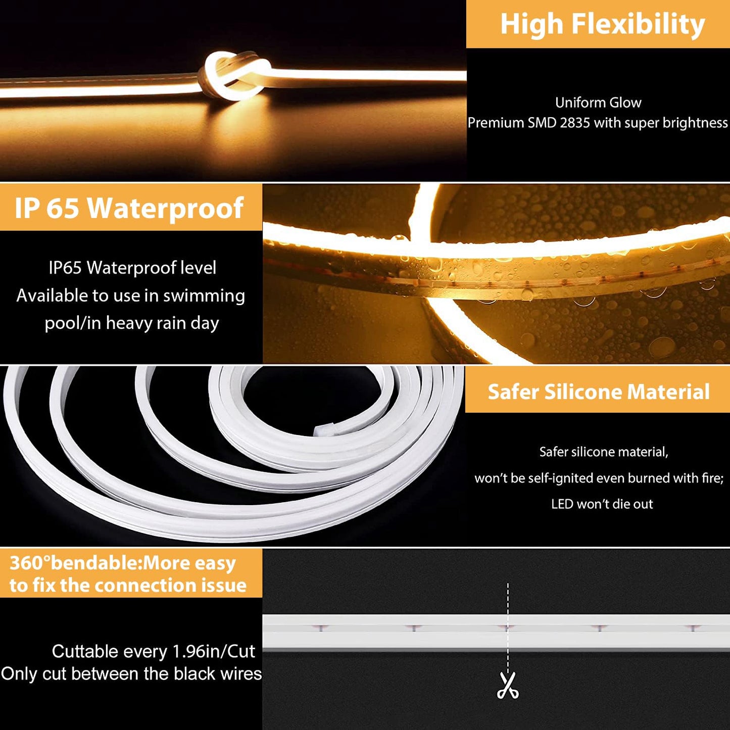 Lamomo Led Strip Lights  Tunable White Neon Rope Lights With Remote  32.8Ft Dimmable 3000K-6000K Flexible Led Light Strip  Waterproof Silicone 24V Neon Lights For Bedroom Home Decor Warm White