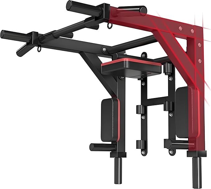 HAKENO Multifunctional Wall Mounted Pull Up Bar/Chin Up bar,Dip Station for Indoor Home Gym Workout,Power Tower Set Gym Eq...