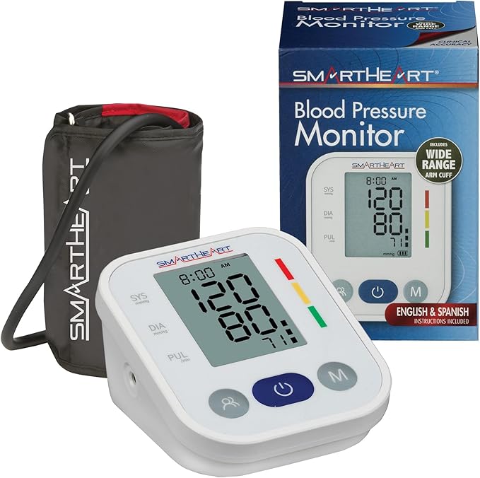 SmartHeart Blood Pressure Monitor | Wide Range Arm Cuff | 2-Person Memory | 198 Total Reading Storage | Excessive Movement...