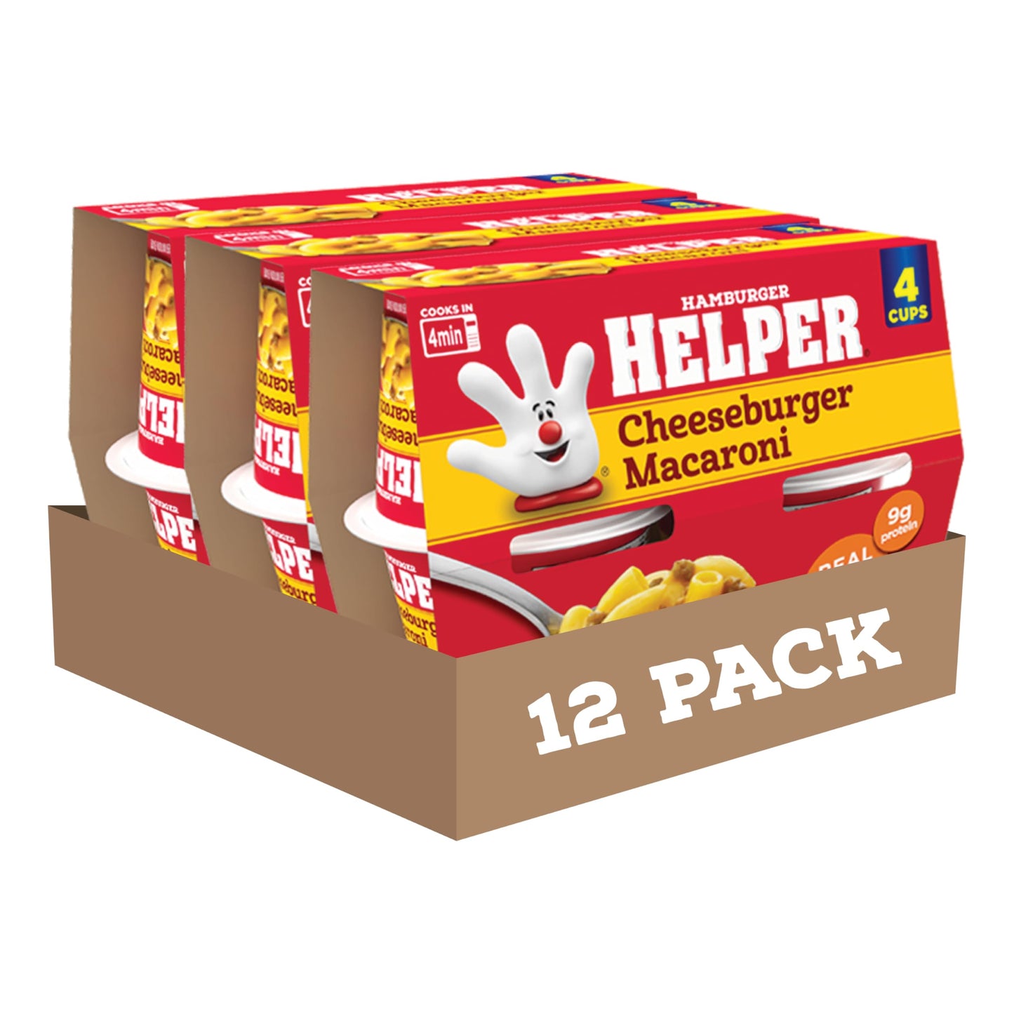 Hamburger Helper Cheeseburger Macaroni 4-Pack Microwave Cup (Pack of 3)