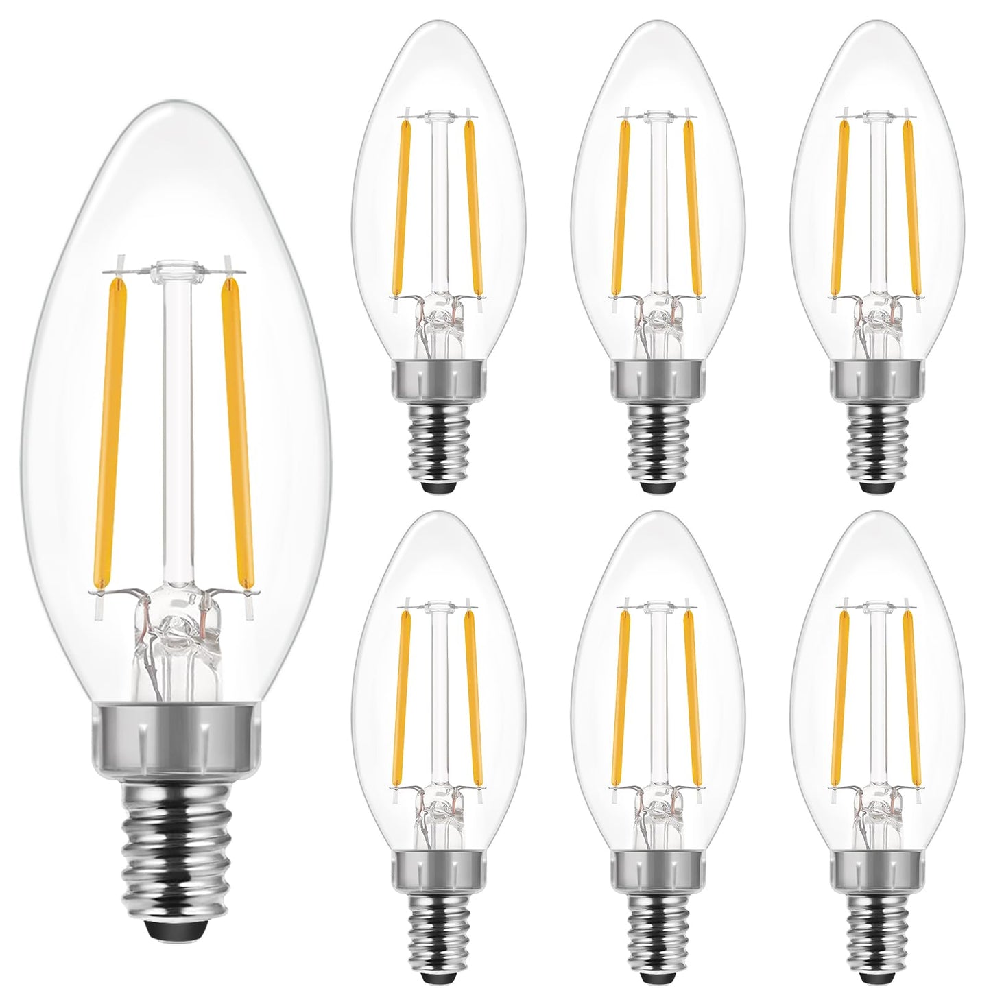 Energetic E12 B10 Led Candelabra Bulb, 40W Equivalent, Soft White 2700K, Clear Glass, 6 Pack