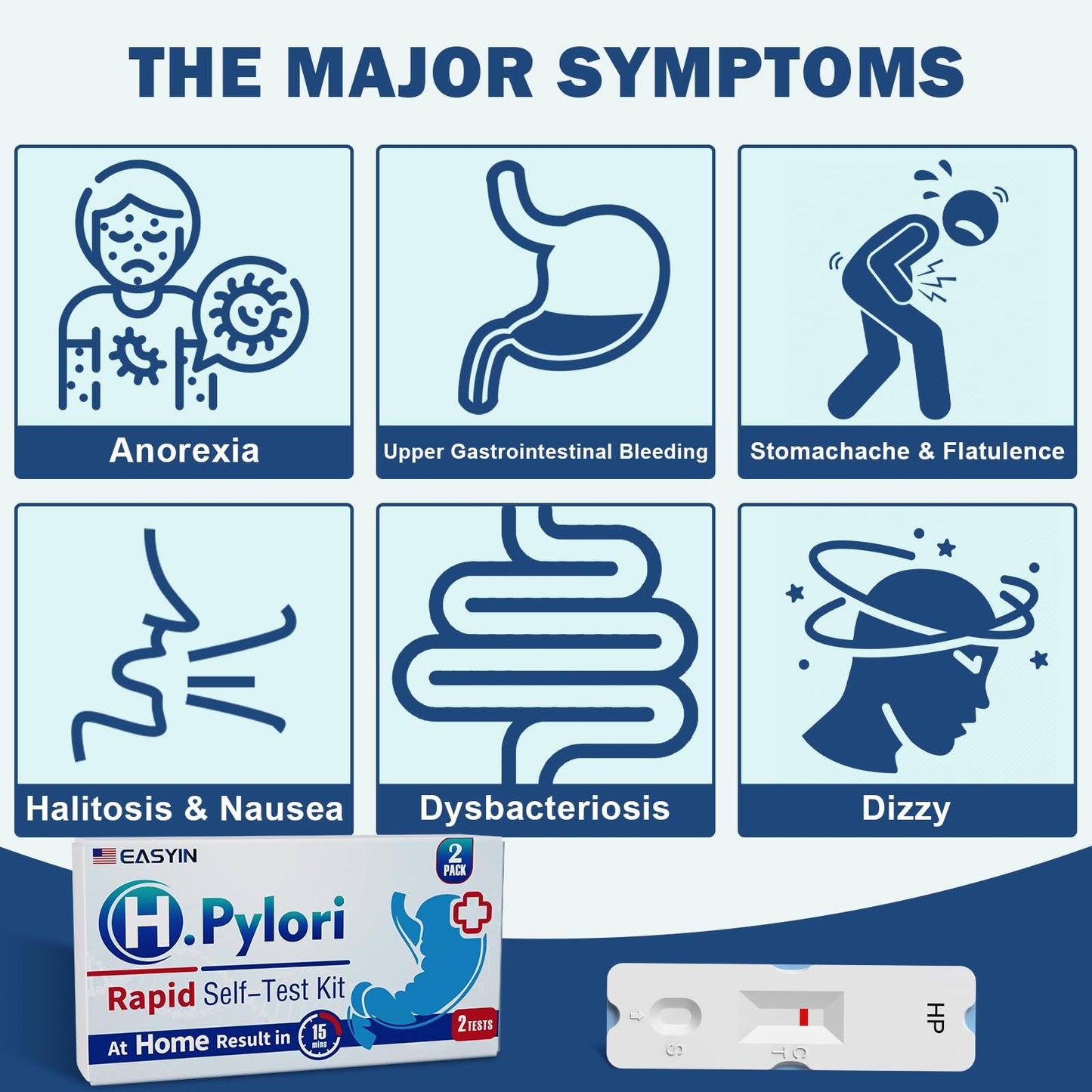 EASYIN H Pylori Test Kit: 2 PCS Fast & Highly Accurate & Easy to Use & Read Helicobacter Pylori Test at Home Results in 10-15 Minutes - H-Pylori Test Kit 2 Test (2)