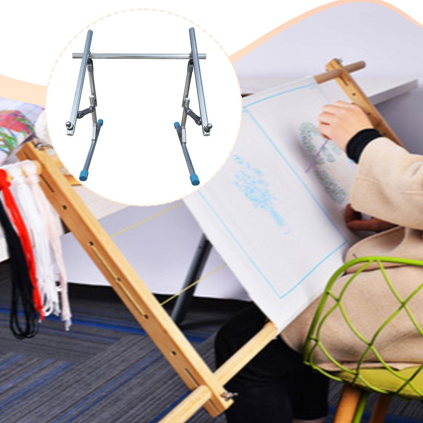 Wsymxuo Embroidery Stitch Stand, Aluminum Alloy, Sturdy, Practical Adjustable, Floor Standing, Embroidery Frame Stand, 1 Bar