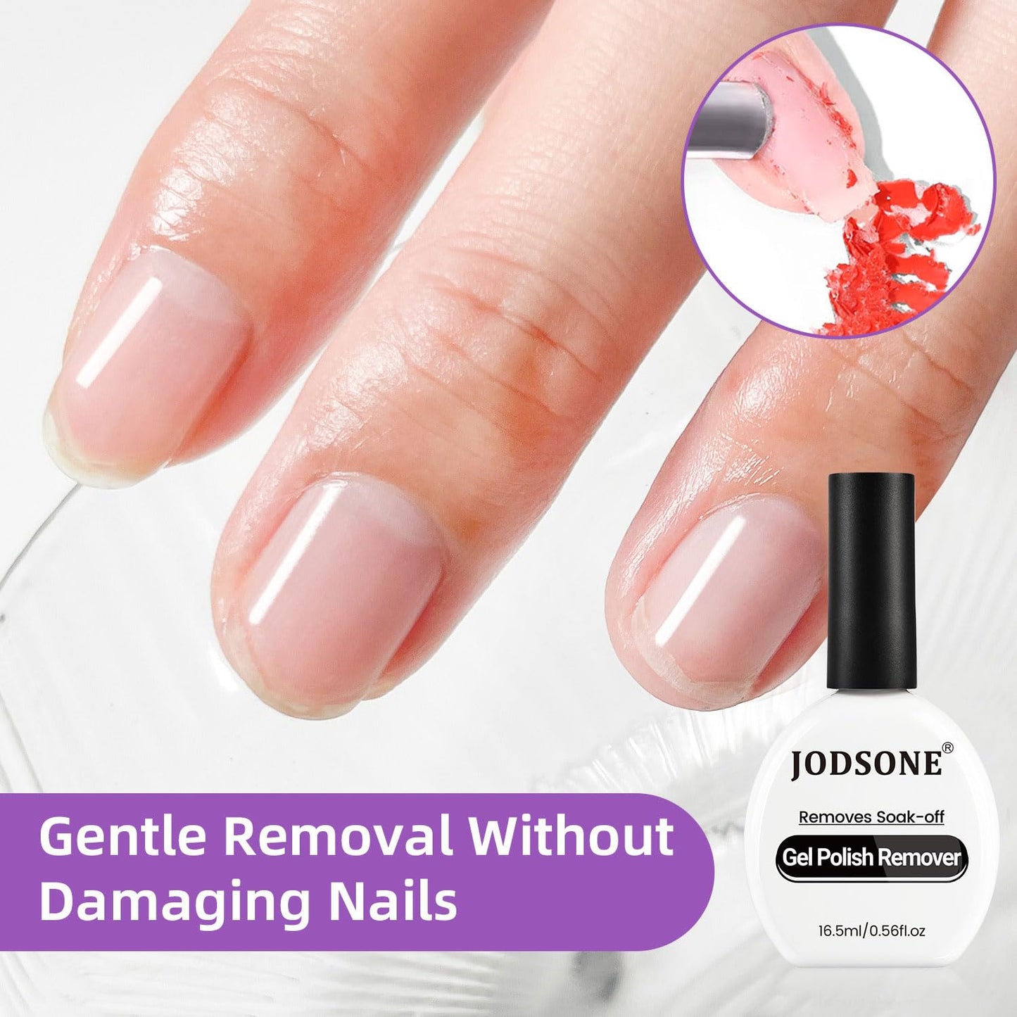 JODSONE Gel Nail Polish Remover 16.5ml No Need Soaking or Wrapping for Nails 3-5 Minutes Effective Gel Nail Polish Remover for Q