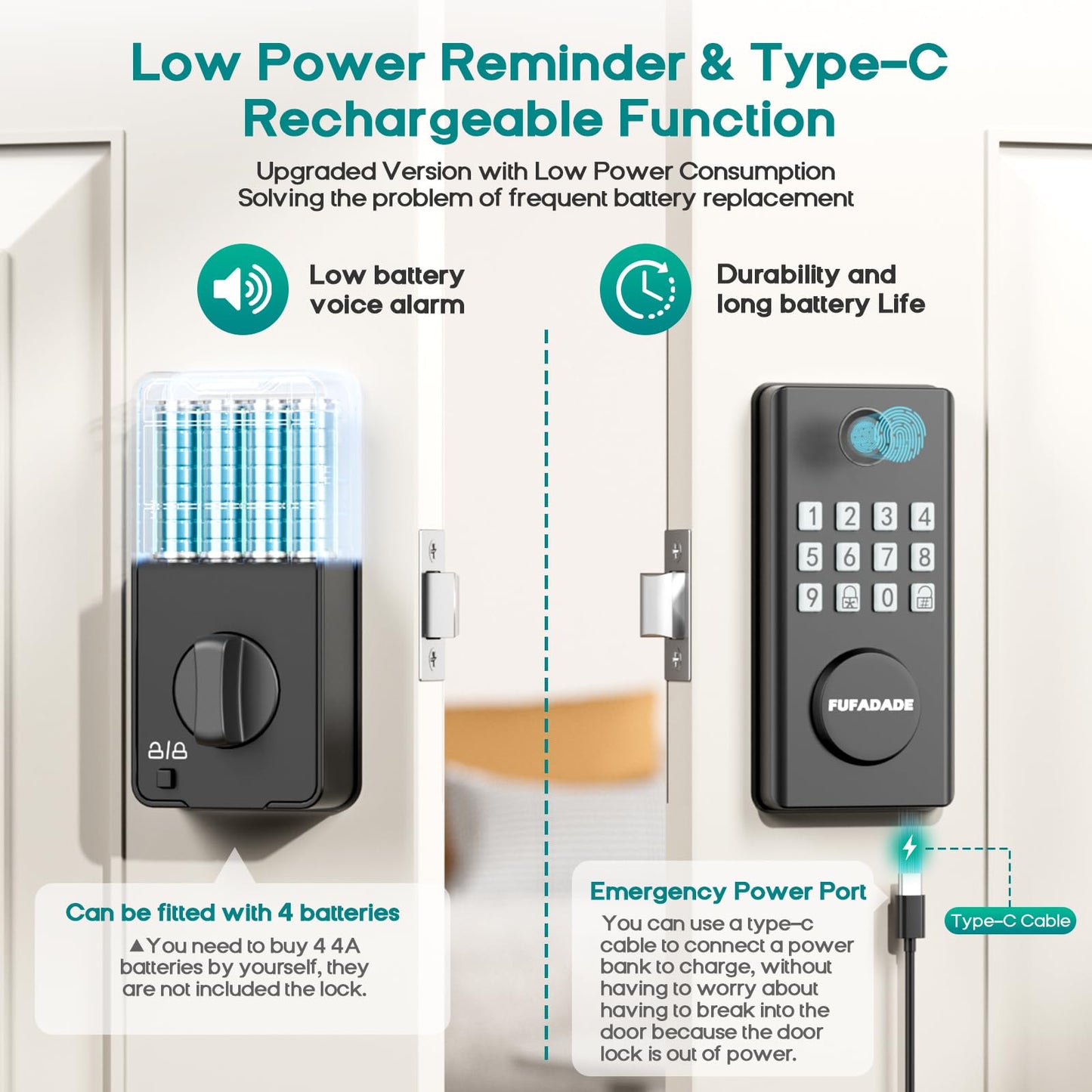 Electronic Door Lock - Upgraded Keyless Entry Door Lock with Keypad Deadbolt and 4 Keys - Digital Smart Locks for Front Door - Auto Lock - IP65 - High Security - Easy Install - Includes a Screwdriver