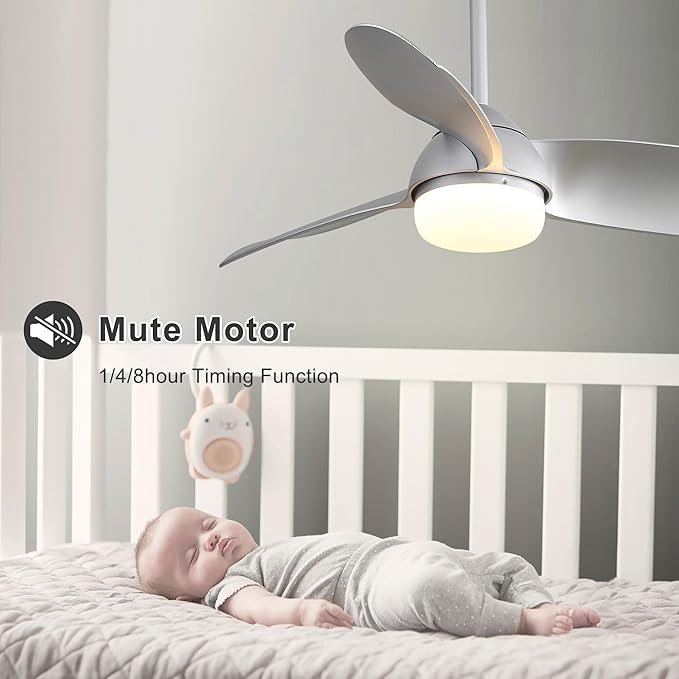 NicBex Ceiling Fan 42 Inch Indoor Modern Ceiling Fans with Lights and Remote Control Reversible Ceiling Fan with 3 ABS Blades and Double Finish for Living Room, Bedroom, Silver