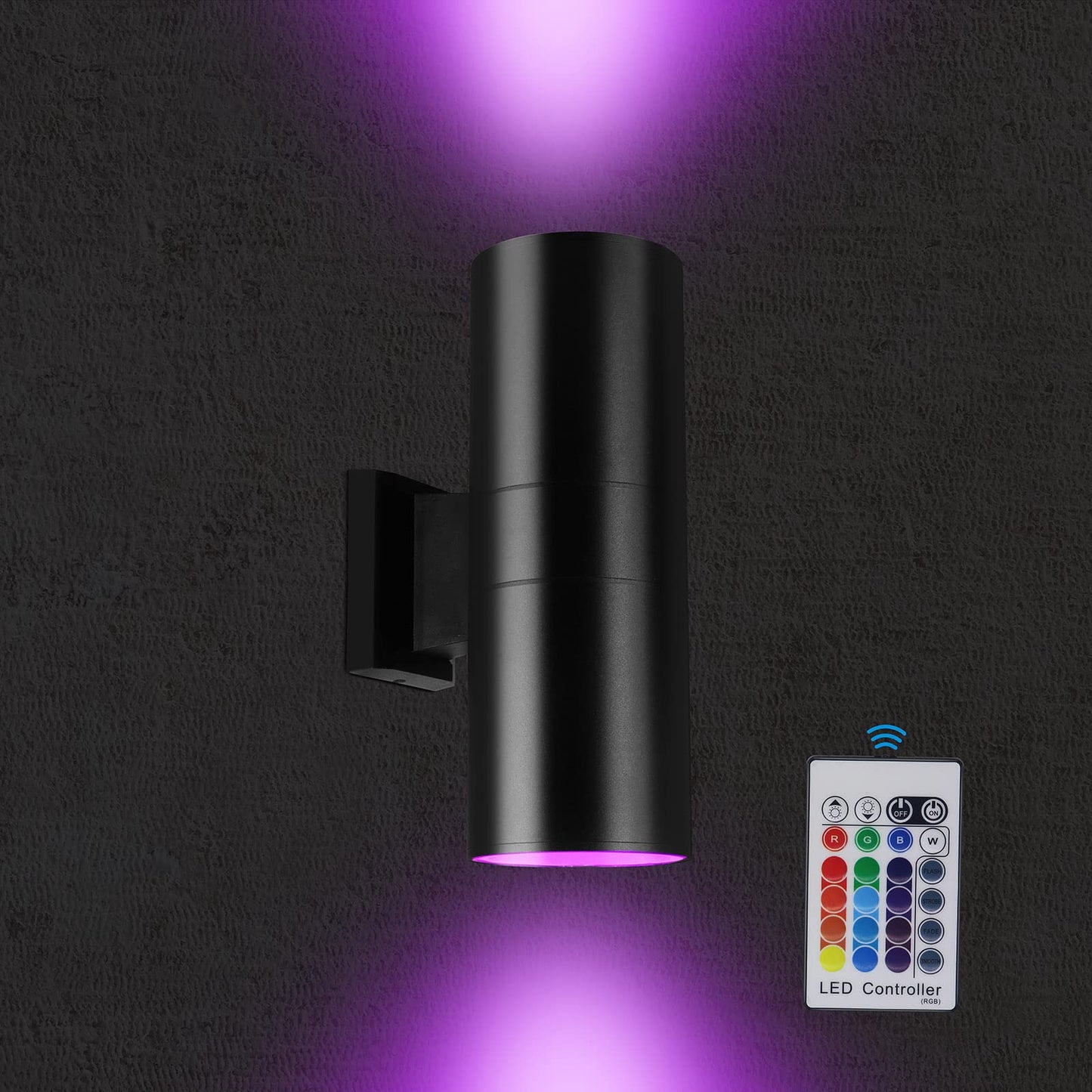 Yasotek RGBW Outdoor Wall Lights, IP65 Waterproof, 48W LED Landscape Lighting, RF Remote Control, Aluminum, 1 Pack