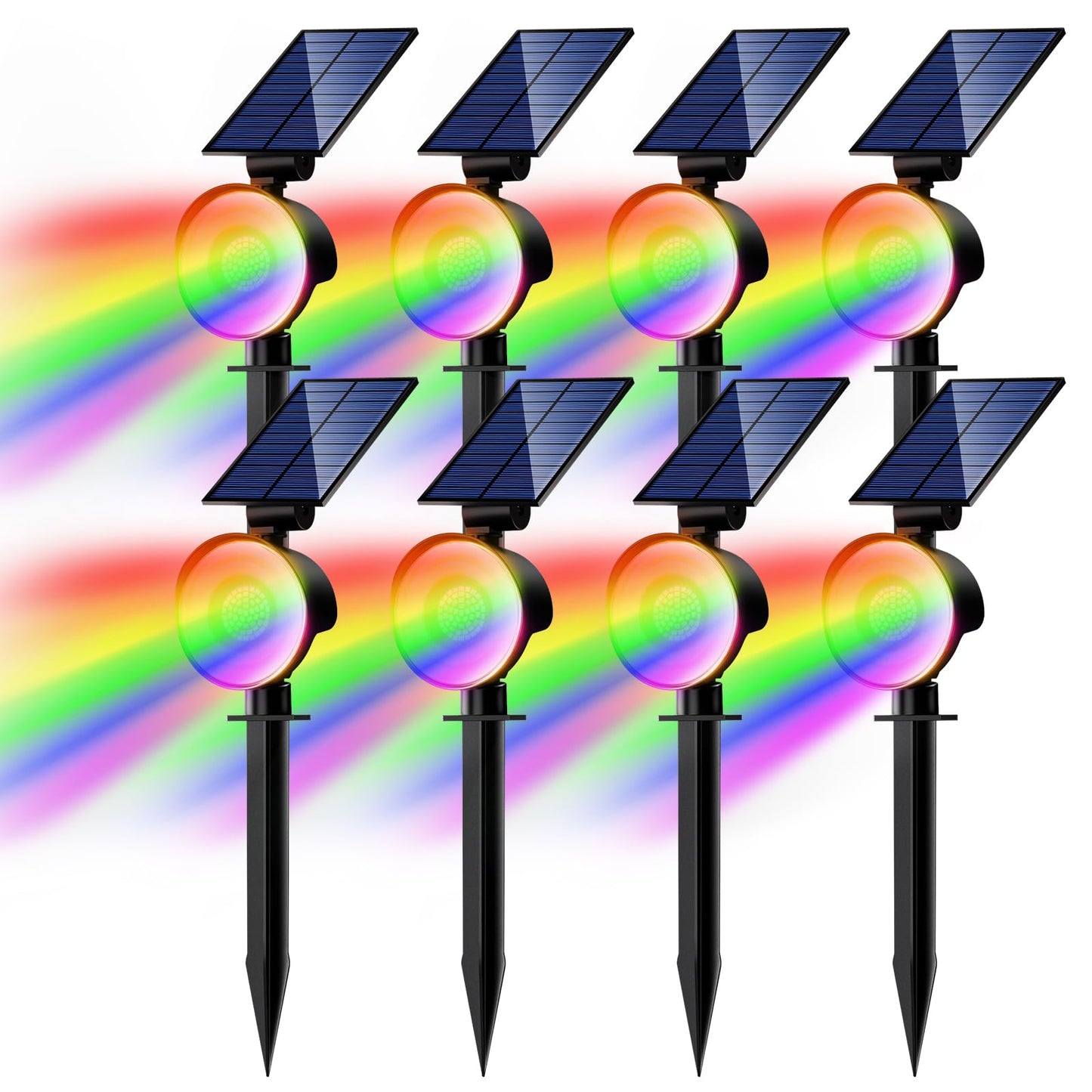 Nipify 8 Pack Solar Spot Lights Outdoor Waterproof  Solar Spotlight Light For Outside Yard Landscape Lighting Pathway Lights Wall Auto On/Off  Rgb