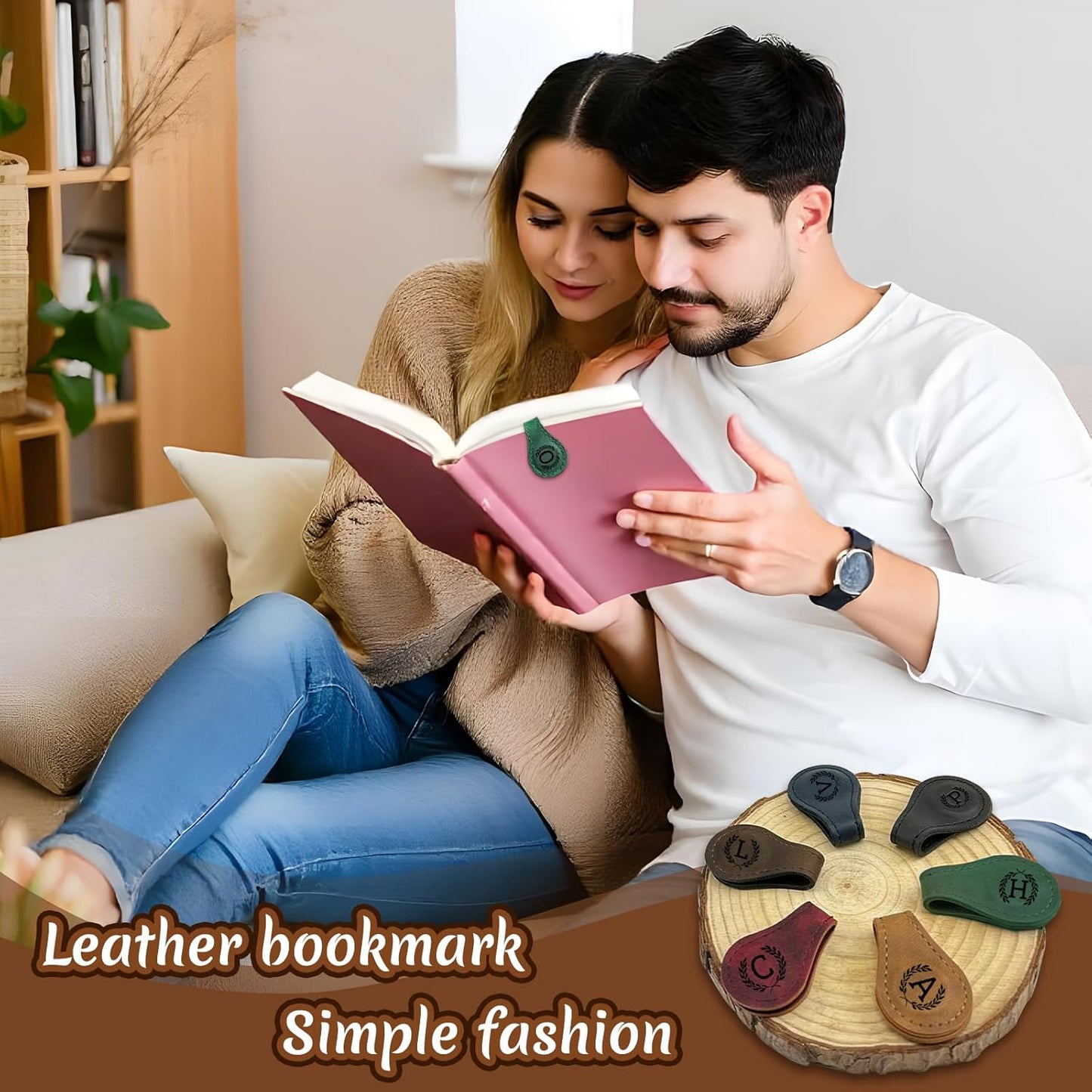 Personalized Magnetic Leather Bookmark - 26 Letters Vintage Engraved Book Marks,Custom Bookmark with Initial,Bookmarks for Women,Reading,Book Lovers (Blue, O)