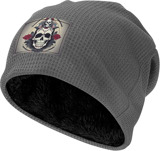 YANYU Skull Yoga Print Lightweight Waffle Pullover Hat Men Women Winter Headwear Outdoor Camping Travel