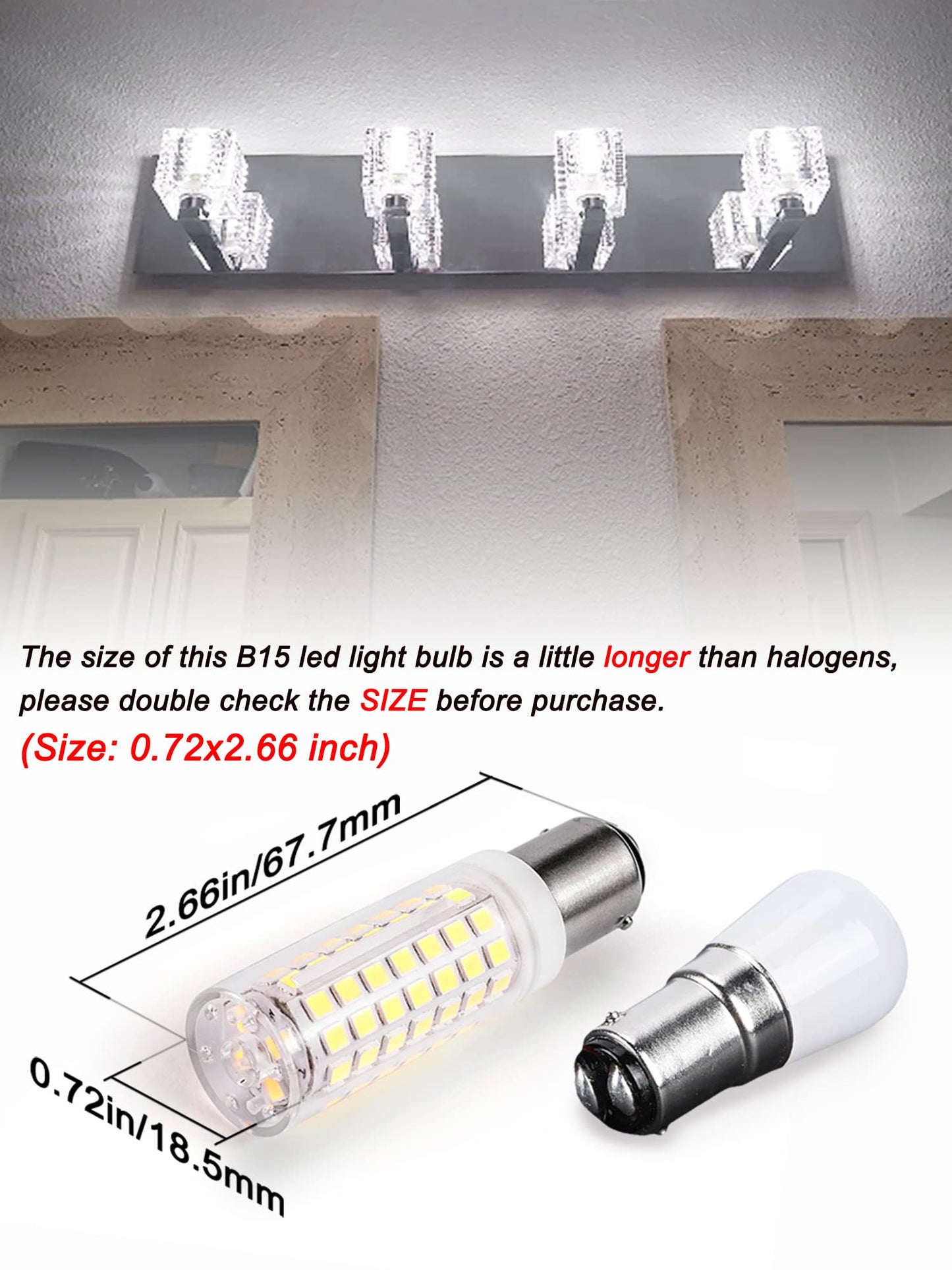 Ziomitus Dimmable BA15D LED Bulbs 6W 6000K Daylight, 5-Pack, Double Contact Bayonet Base for Sewing Machine Wall Light