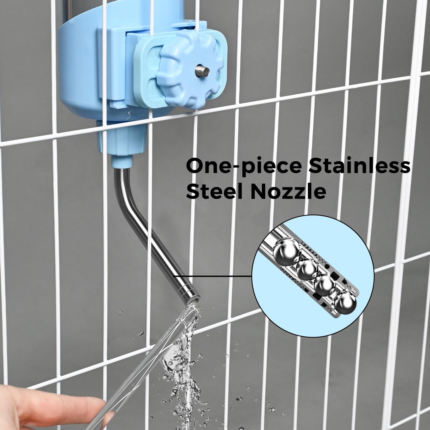 Vannon Top Fill Small Animal Water Dispenser for Cage, 23oz Auto Feeding Crate Water Bottle for Rabbit, Chinchilla, Ferret, Guinea Pig, Squirrel, Hedgehog, Pet Nozzle Diameter: 10mm, BPA Free, Blue