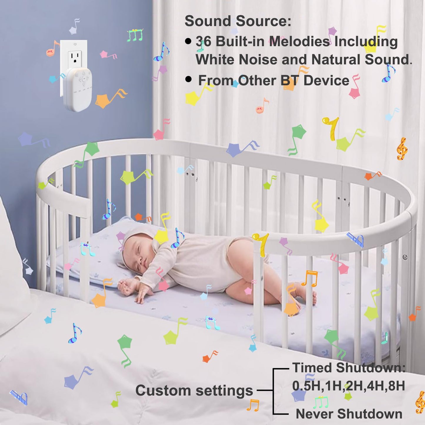 UNIONOW White Noise Machine, Wireless Connect with 36 Relaxing Sounds Including Nature and White Noise, Small Speaker for Home, Office, Hotel, Toilet, Portable Travel