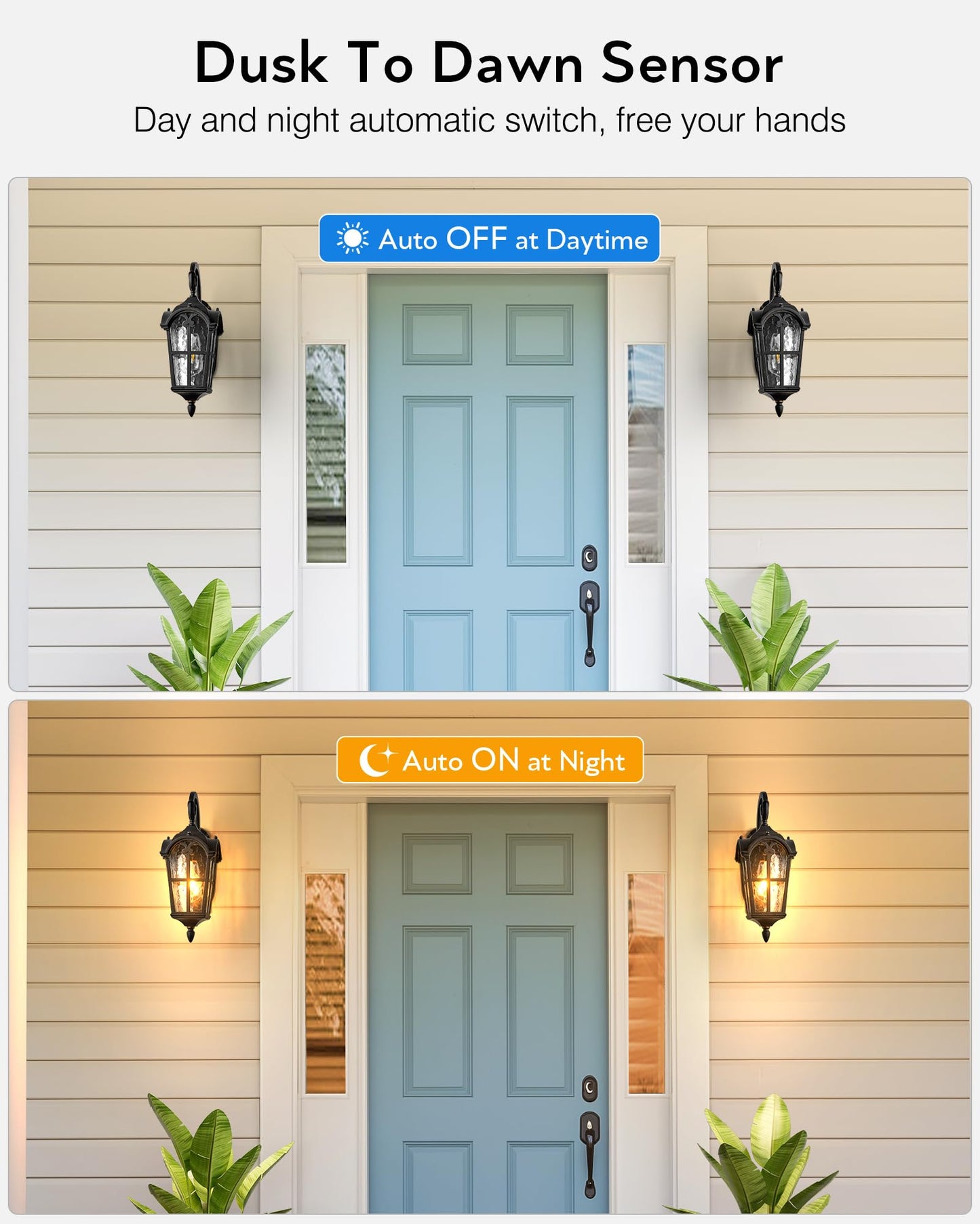 Vianis Outdoor Lights For House  Black Dusk To Dawn Outdoor Lights With Gold Trim  2-Pack Modern Outside Wall Light  Coach Lighting For Garage With Ripple Glass  Aluminum Waterproof And Anti-Rust