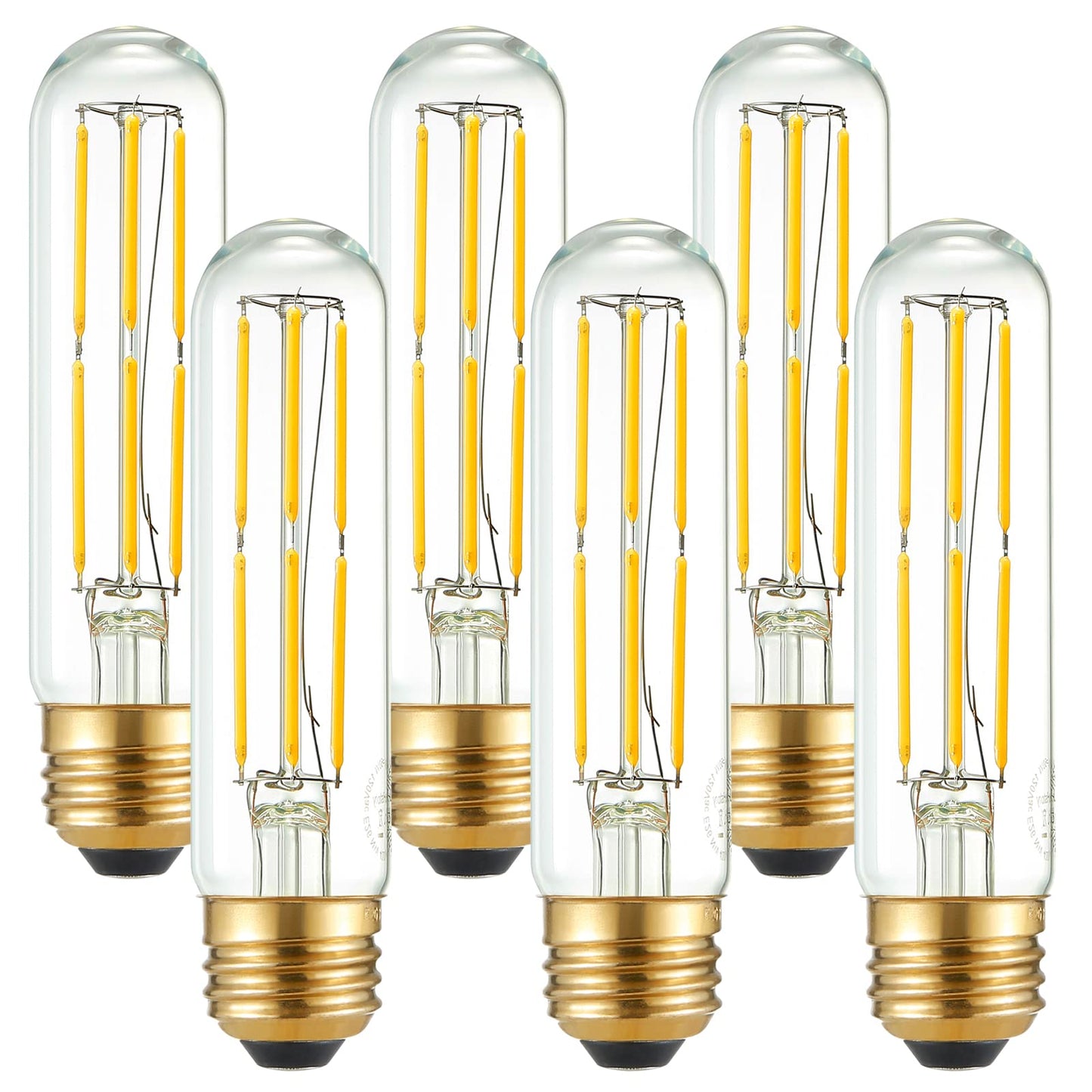 Litehistory 6W Led Tubular Light Bulb, 4000K Neutral White, E26 Edison Bulb, Pack Of 6, Glass For Pendant, Chandeliers, Wall Sconces