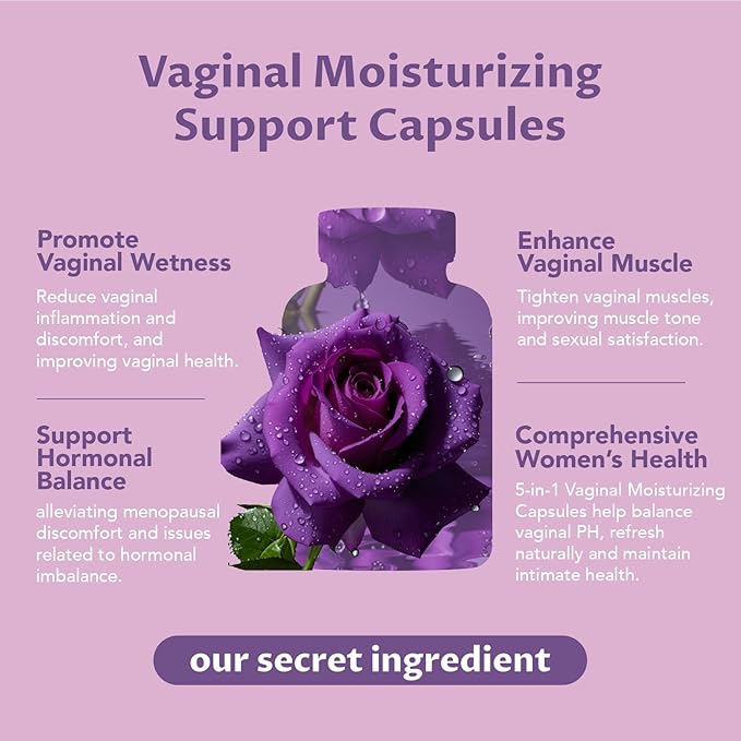 Vaginal Moisturizer, Kacip Fatimah 1,000mg & Manjakni 200mg for Female Intimate Health, Slippery Elm for Women, Vegan, 60 Capsules