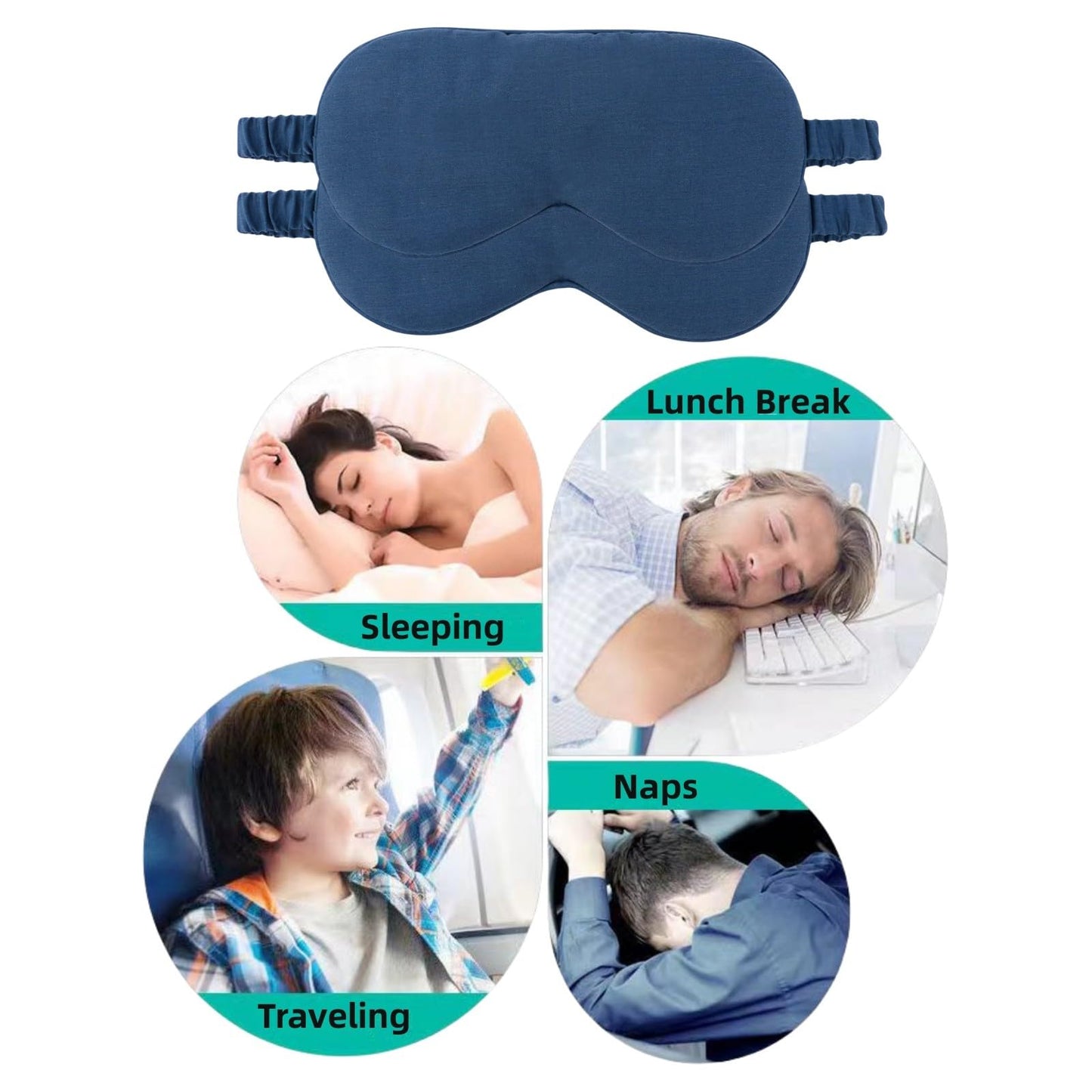 HBHLFZ Sleep Mask 2 Pack - Bamboo Viscose Fiber Sleeping Eye Mask - with Elastic Band/Headband - Comfort Sleeping Shade - for Nighttime Sleeping, Traveling & Napping（Navy Blue）