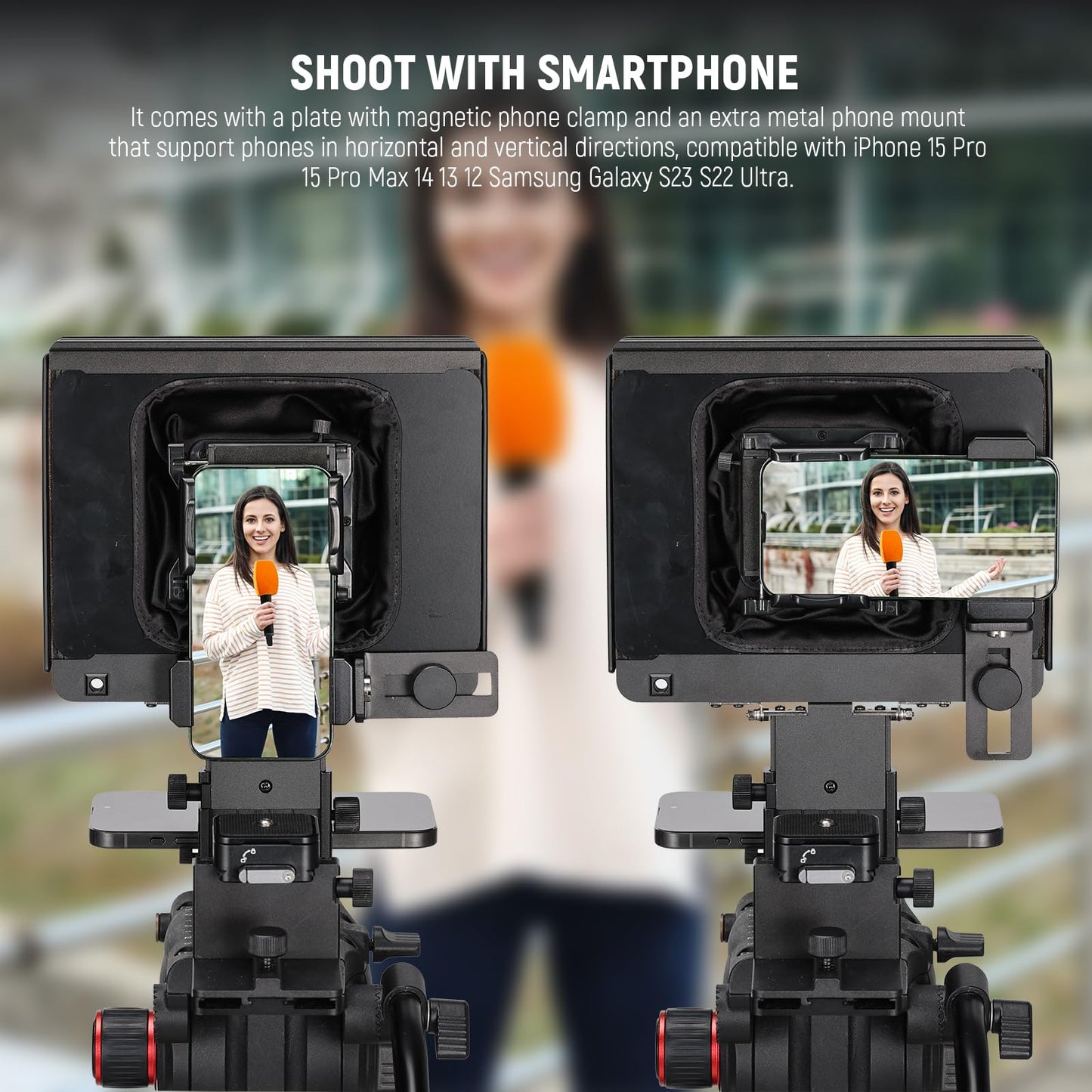 Neewer X1 Pro Ii Teleprompter 9 All Metal With Rt113 Remote/App Control, Quick Switch 1S Lock Arca Type Qr Plate, Magnetic Phone