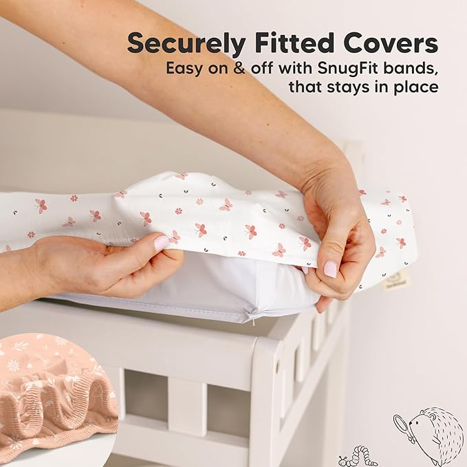 2-Pack Baby Changing Pad Cover for Girl, Boy - 32x16 Soft Viscose Derived from Bamboo Baby Diaper Changing Table Pad Cover Sheets, Neutral, Snug Fit Nursery Diaper Change Sheets (Butterflies)