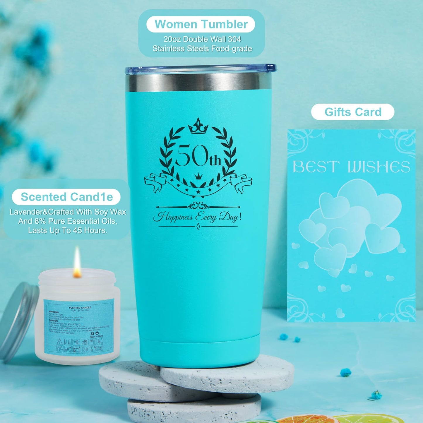 50th Birthday Gifts for Her Women,Cool Gifts for 50 Year Old Woman,Unique 1974 Birthday Gifts for Women,13pcs Gifts for Women Tu