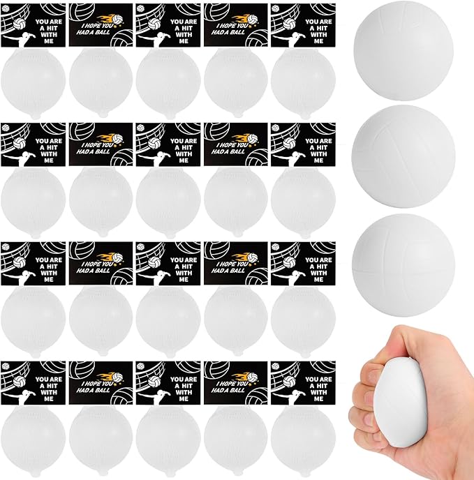 LiYiQ 24Pcs Volleyball Party Favors 2.36 Inch Volleyball Stress Balls Volleyball Birthday Favors Foam Volleyball Birthday ...
