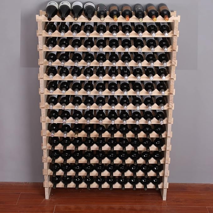 Wine Rack Cabinet Freestanding for Floor Wooden Stackable Storage Modular countertop Wood Wine Holder (120bottle)