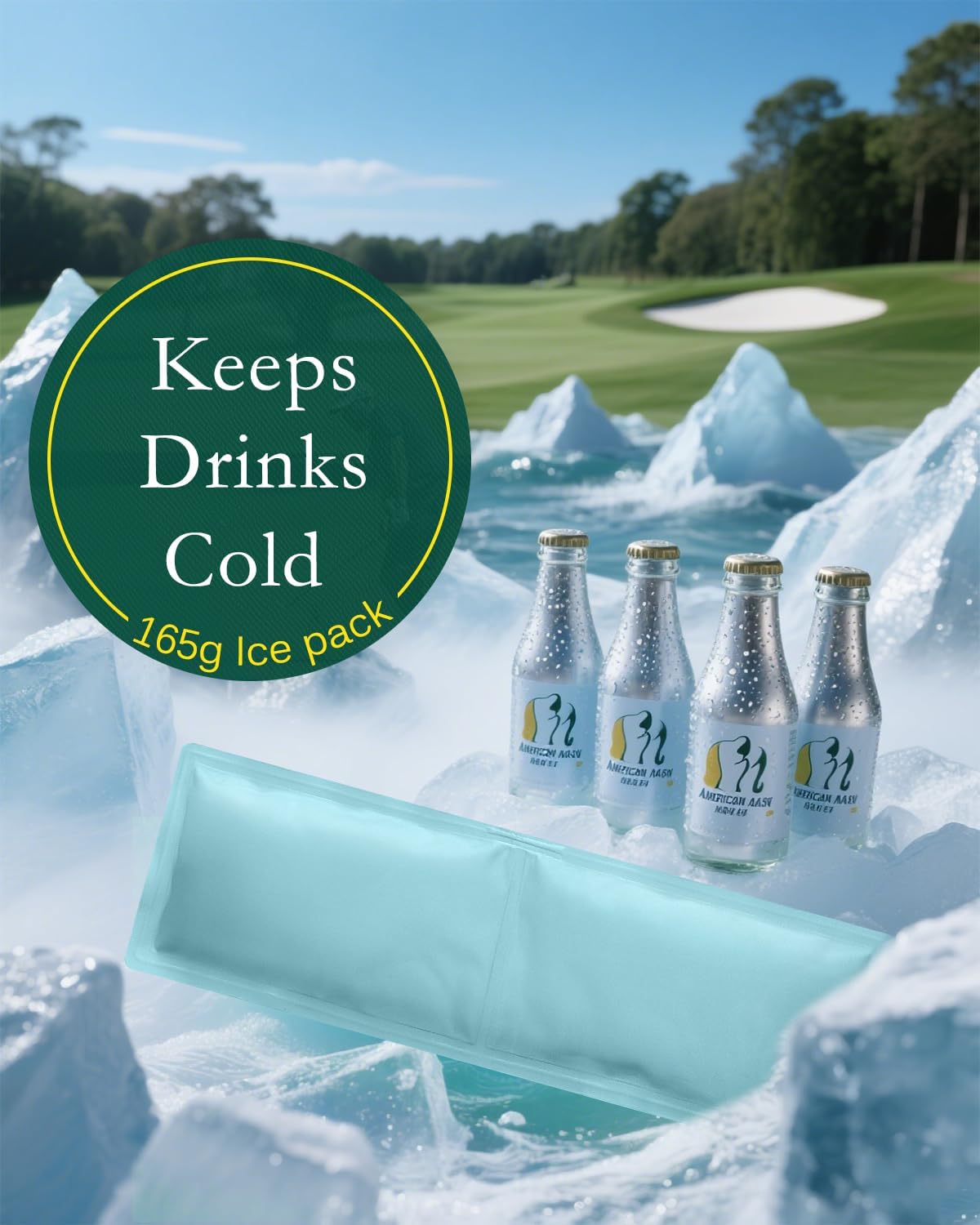 Golf Cooler Bag with Ice Packs - Golf Gifts for Men Fits in Golf Bags Golf Accessories Fathers Day Dad Gifts from Daughter Son Wife - Keeps 6 Beer Cans or 2 Wine Bottles Cold for Hours