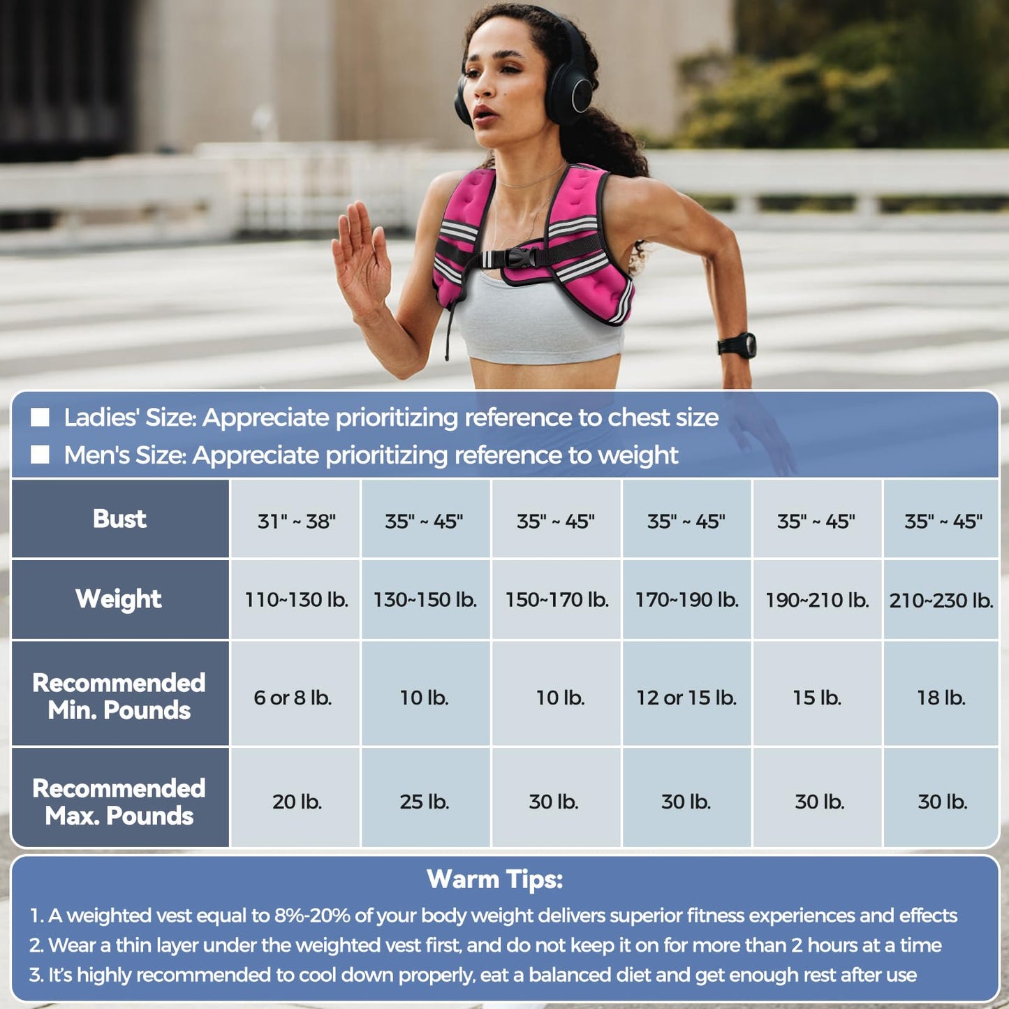 Zeerun Weighted Vest for Women & Men with Reflective Stripe and Adjustable Buckle, Comfortable & Durable Rucking Vest for Walking, Running & Strength Training, 6LBS-Pink