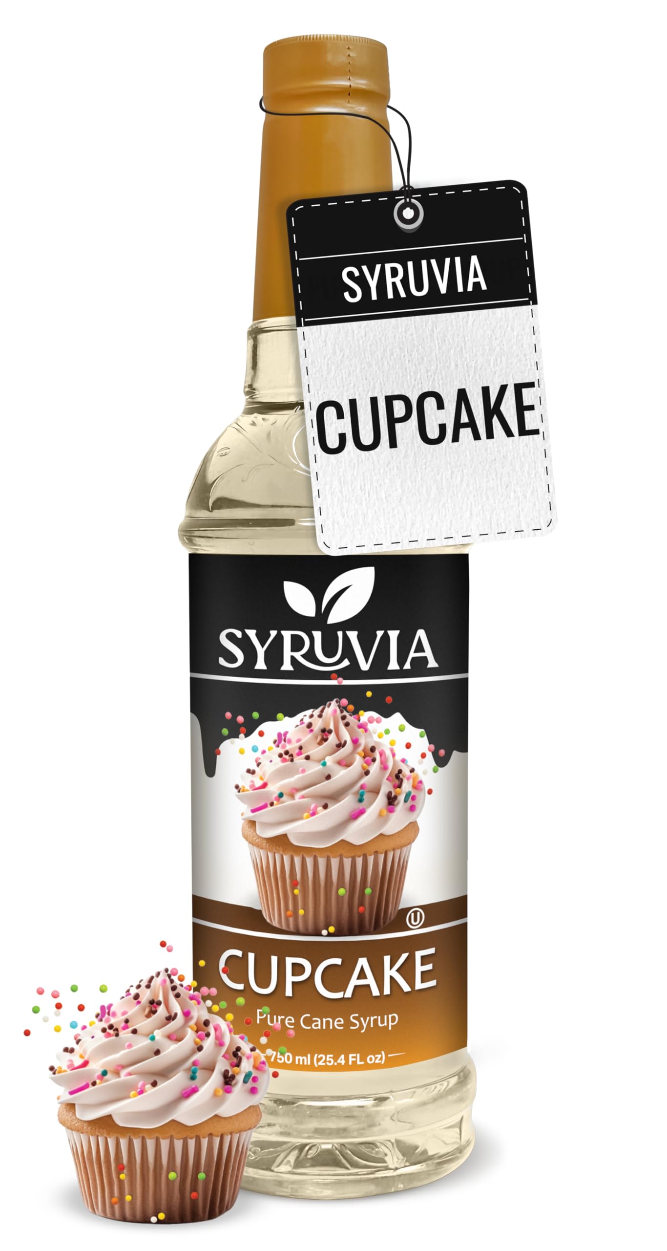 Syruvia Coffee Syrup  Cupcake Flavored Syrup for Drinks  Lattes  and Desserts - 25.4 fl oz