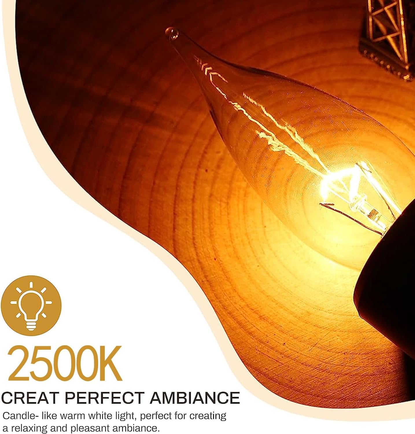 Sei  12Pc Candelabra Light Bulbs, 60W Clear E12 B10, Warm White 2700K, Dimmable, 600 Lumen, Glass
