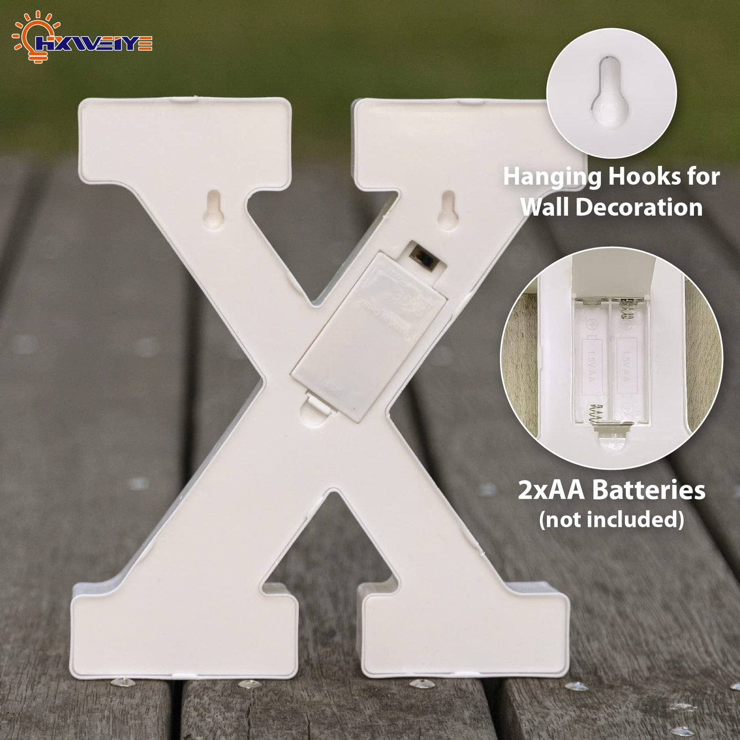 Hxweiye Led Marquee Light Up Letters X - Warm White, Battery Powered, 26 Alphabet & 10 Numbers For Parties & Decor