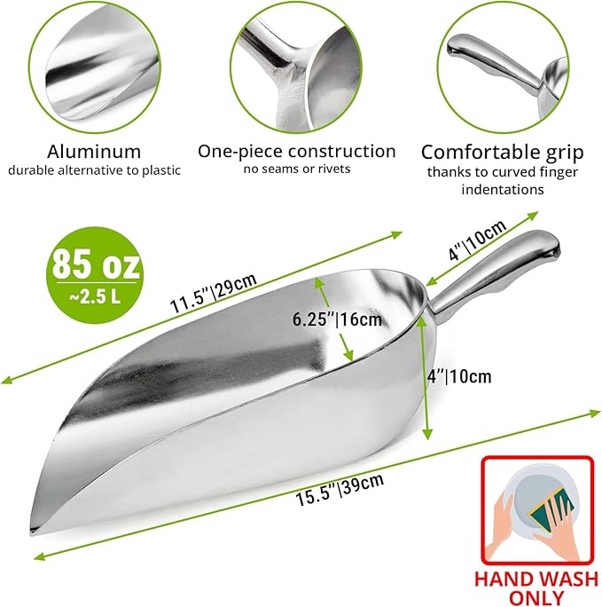 CUSINIUM 85 oz Aluminum Ice Scoop with Holder