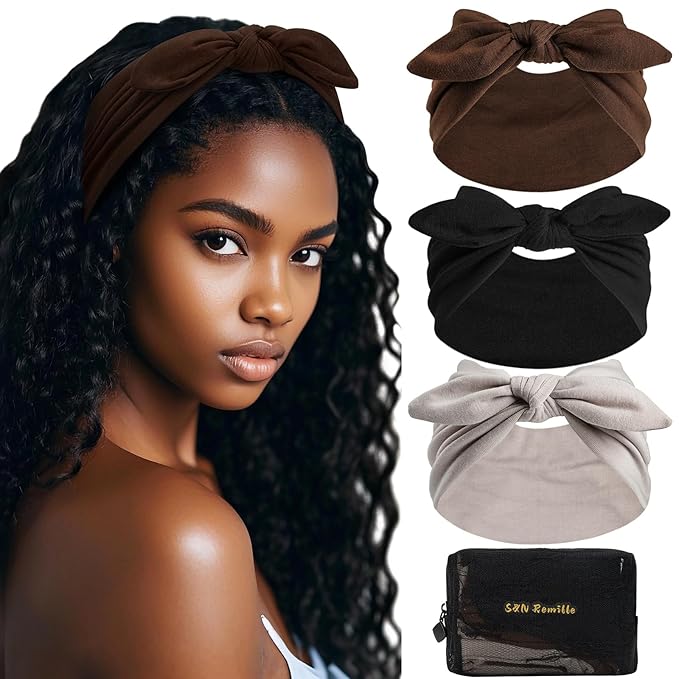 S&N Remille Wide Headbands for Women, Large Hairband, Elastic Non-Slip Headband Twist Knotted Accessories, Yoga Workout Vi...