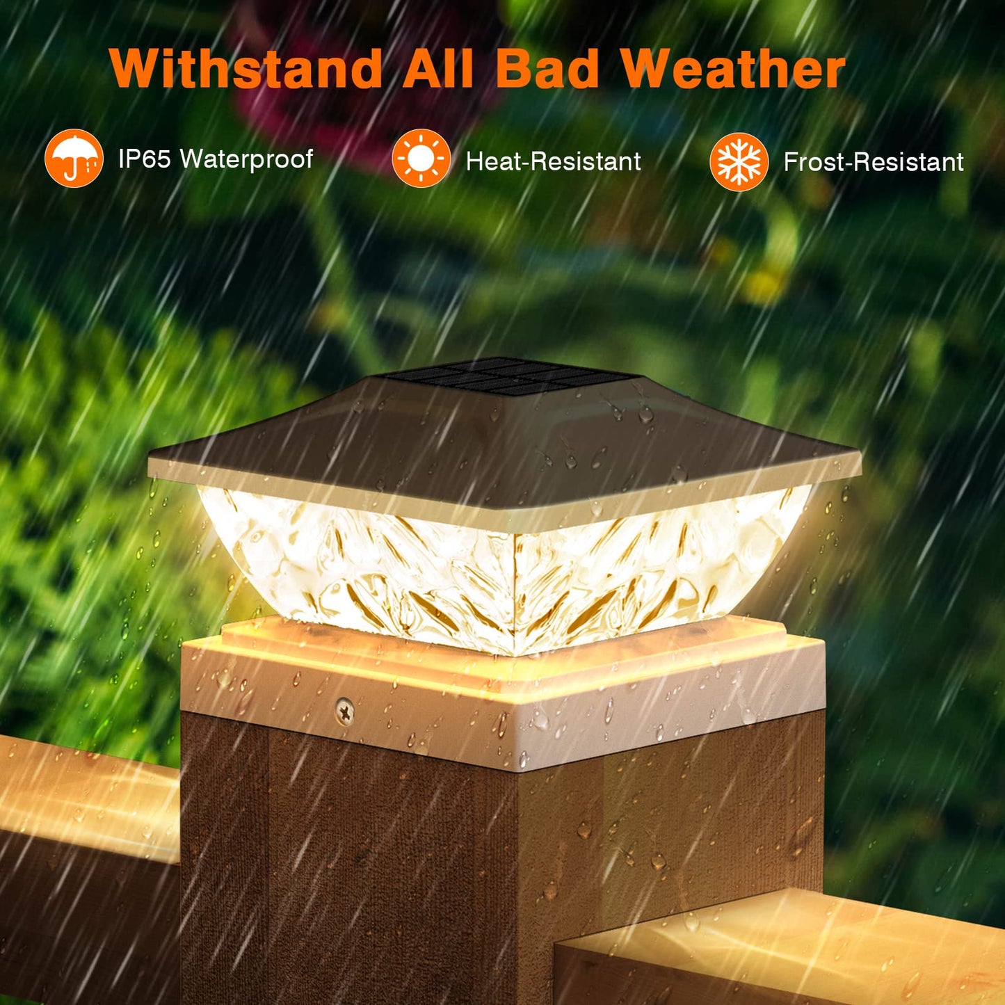 ENSLI Solar Post Cap Lights, 12 Pack, Waterproof, 2 Modes, Fits 4x4, 4.5x4.5, 5x5 Posts, White,