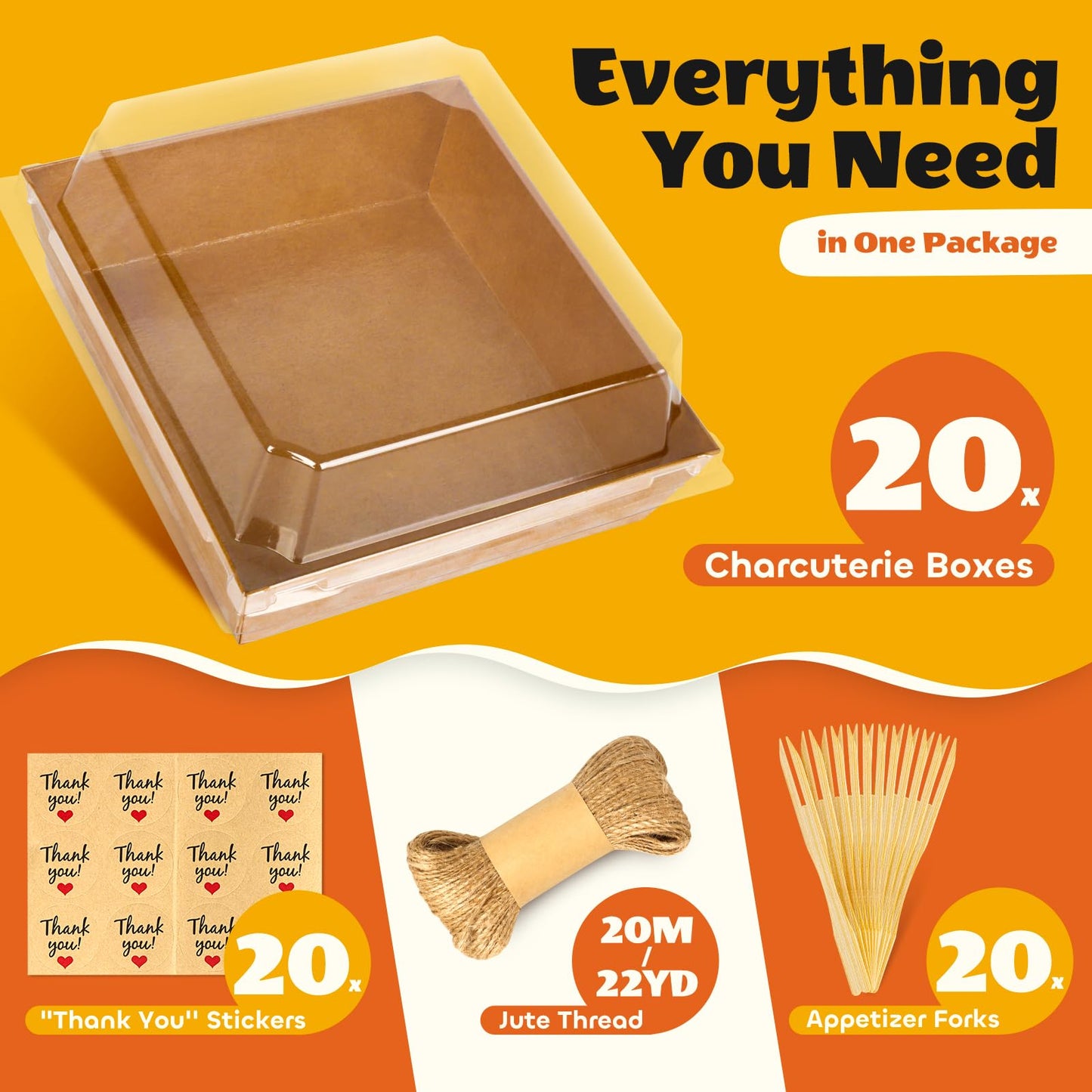 LNDIEHS 20Pcs Small Charcuterie Boxes with Clear Lids - Paper Mini Charcuterie Boxes To Go, Disposable Food Container with Lid, Dessert Boxes for Sandwich, Cookie, Sushi, Cake Slice, and Strawberries