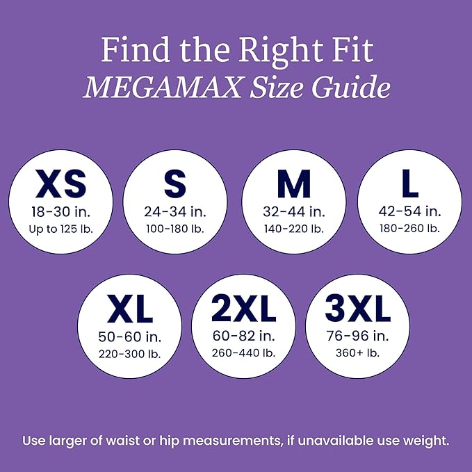 NorthShore MegaMax Adult Overnight Diapers, 12-Hour Tab-Style, Large, 10 Count Bag, White, 42-54 inches, Unisex Incontinence Underwear